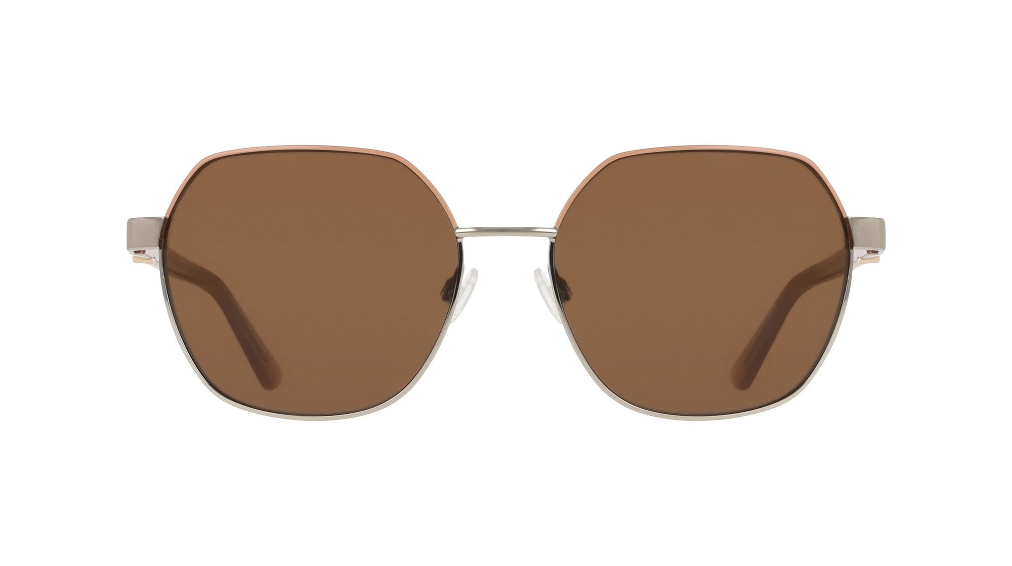 Anne Klein SILVER Two-Tone Square Metal Frame Sunglasses