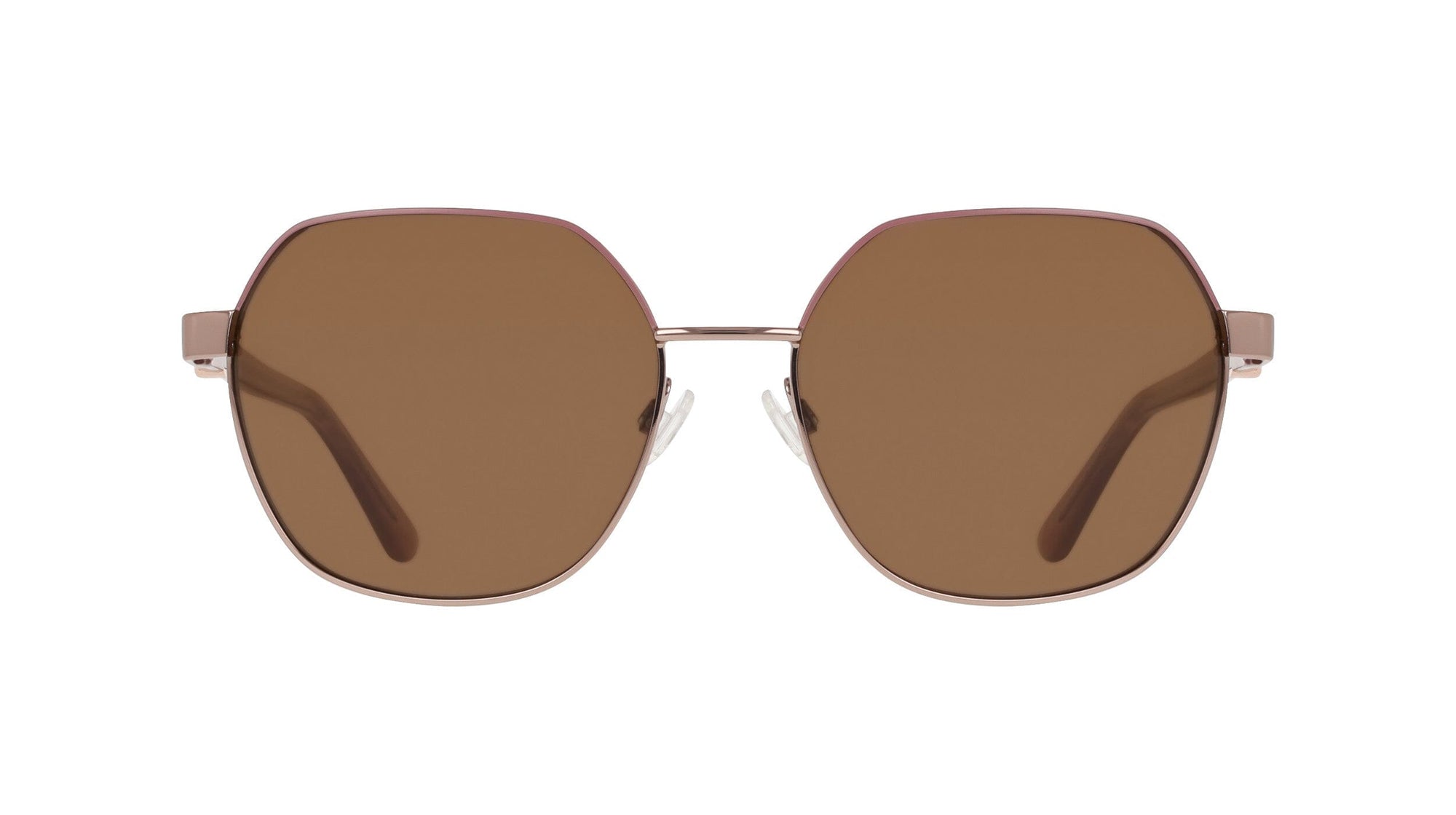 Anne Klein ROSE GOLD Two-Tone Square Metal Frame Sunglasses