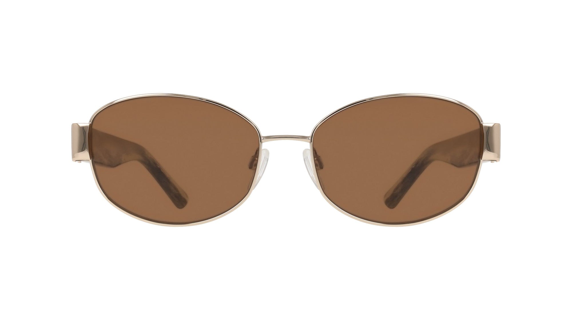 Anne Klein GOLD Oval Metal Frame Sunglasses