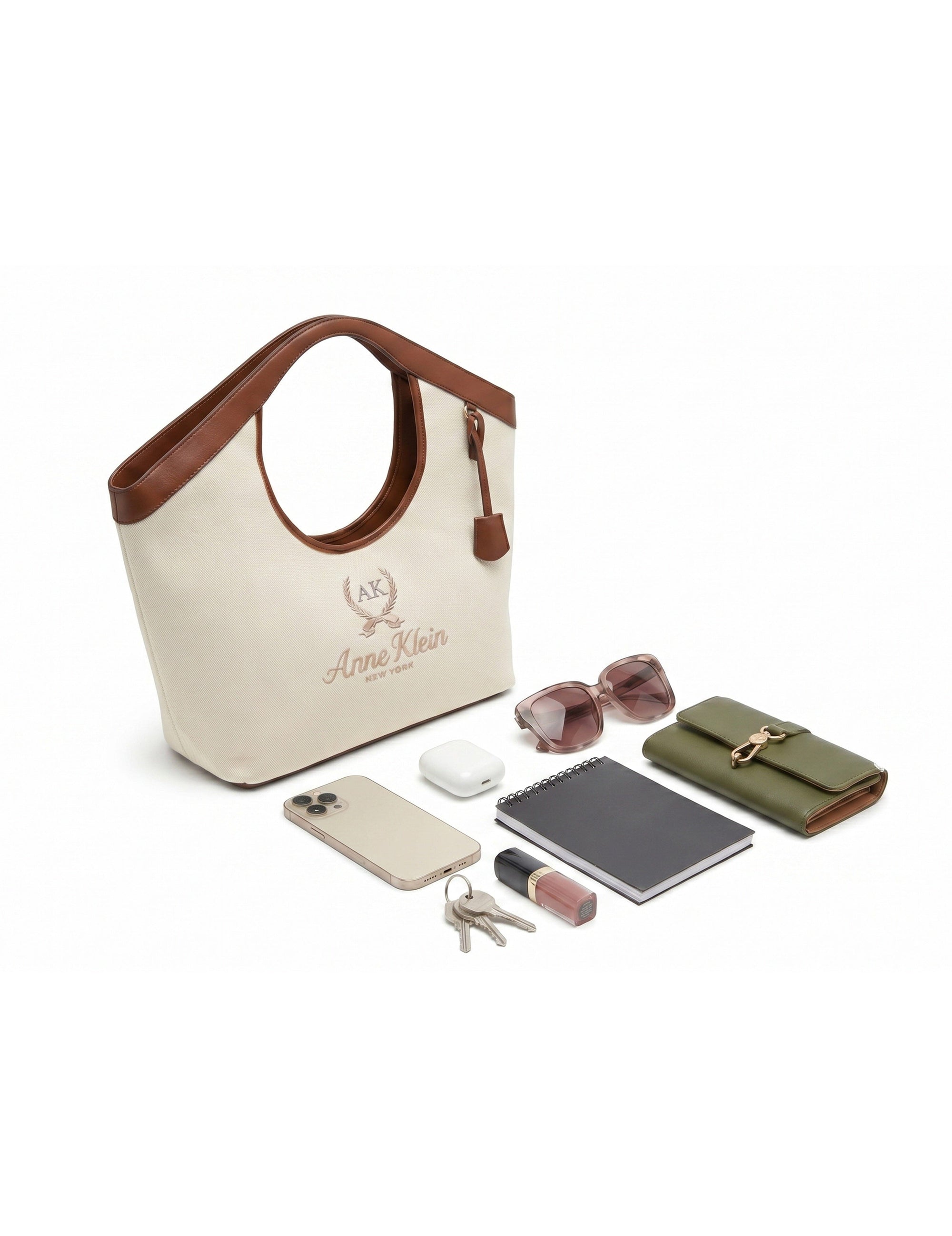 Anne Klein Large Canvas Tote with Detachable Strap