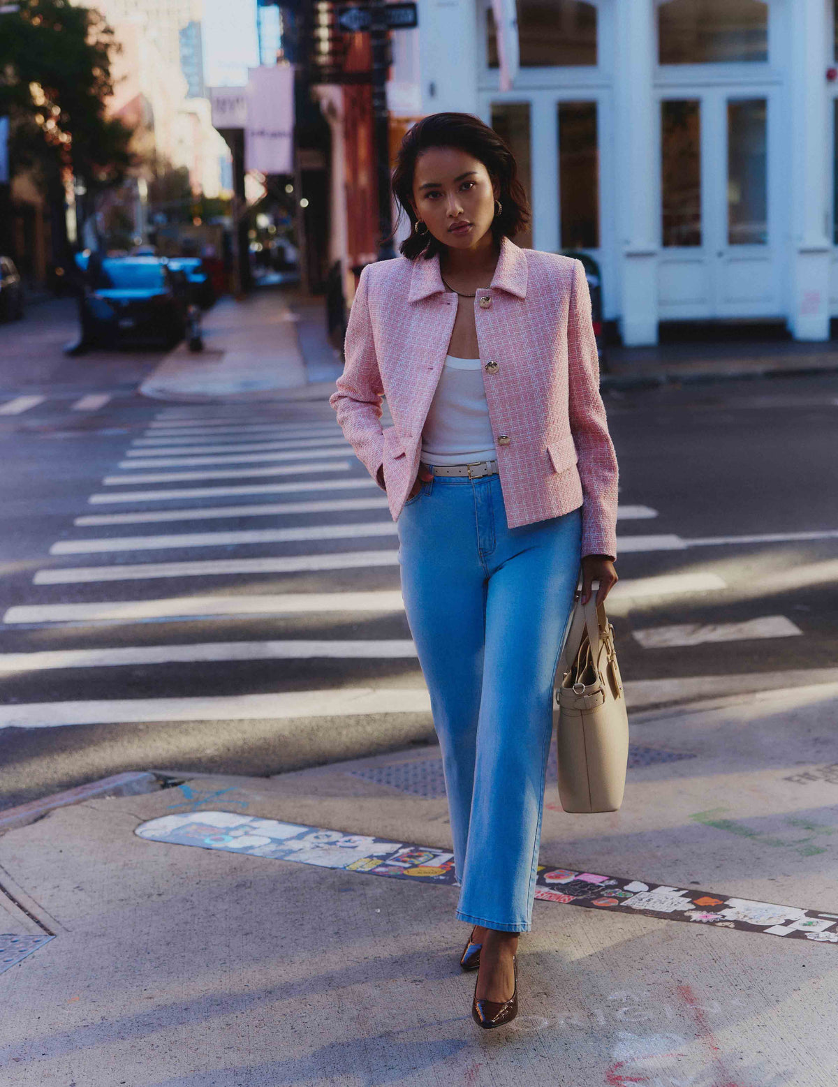 Anne Klein Peony Pink Multi Short Tweed Jacket