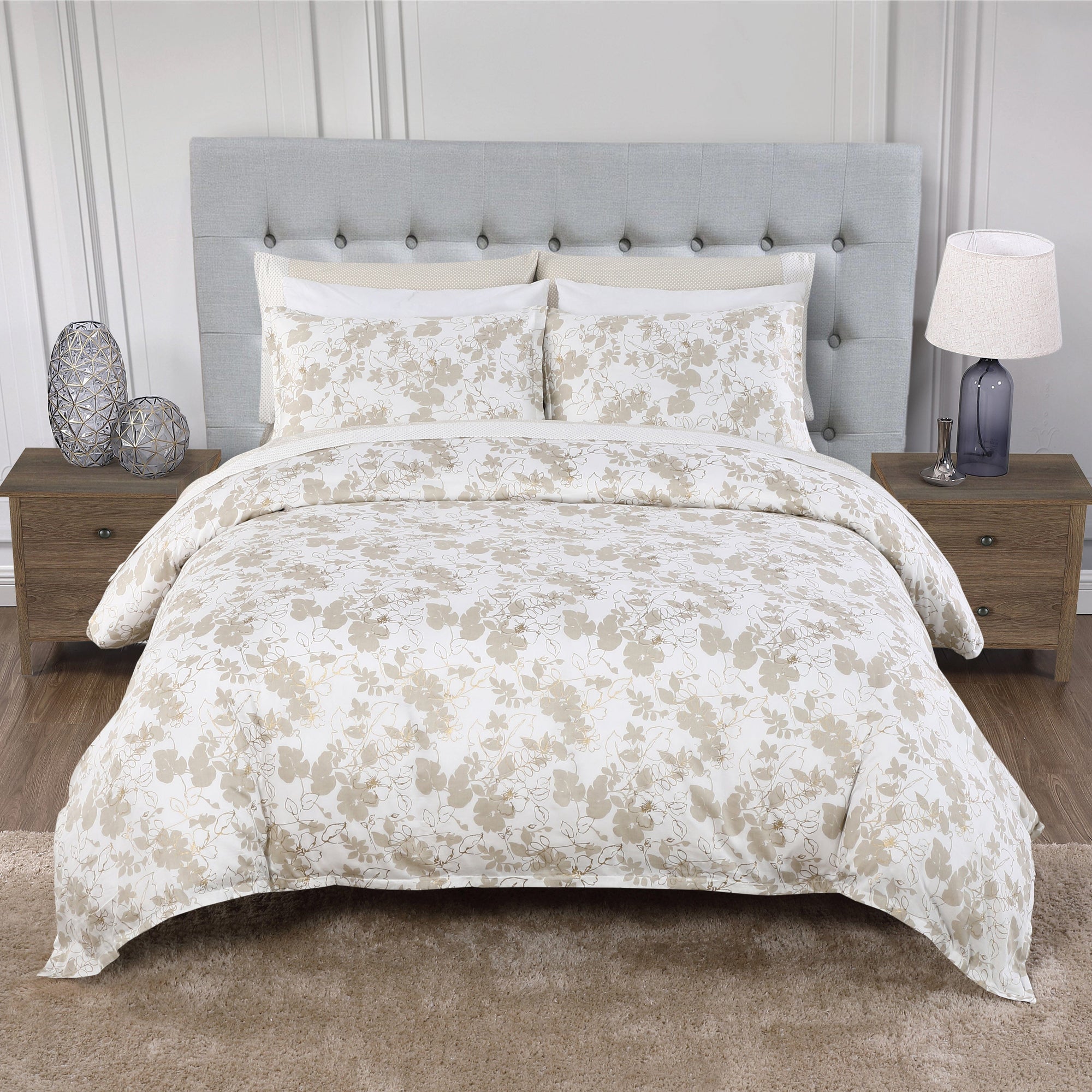 Anne Klein Gold Simsbury Floral Comforter Set