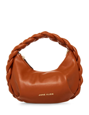 Anne Klein Saddle Convertible Crescent Shoulder Bag With Braided Trim