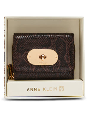 Faux Snake Oval Turnlock Flap Wallet WALLET Madden - Handbags