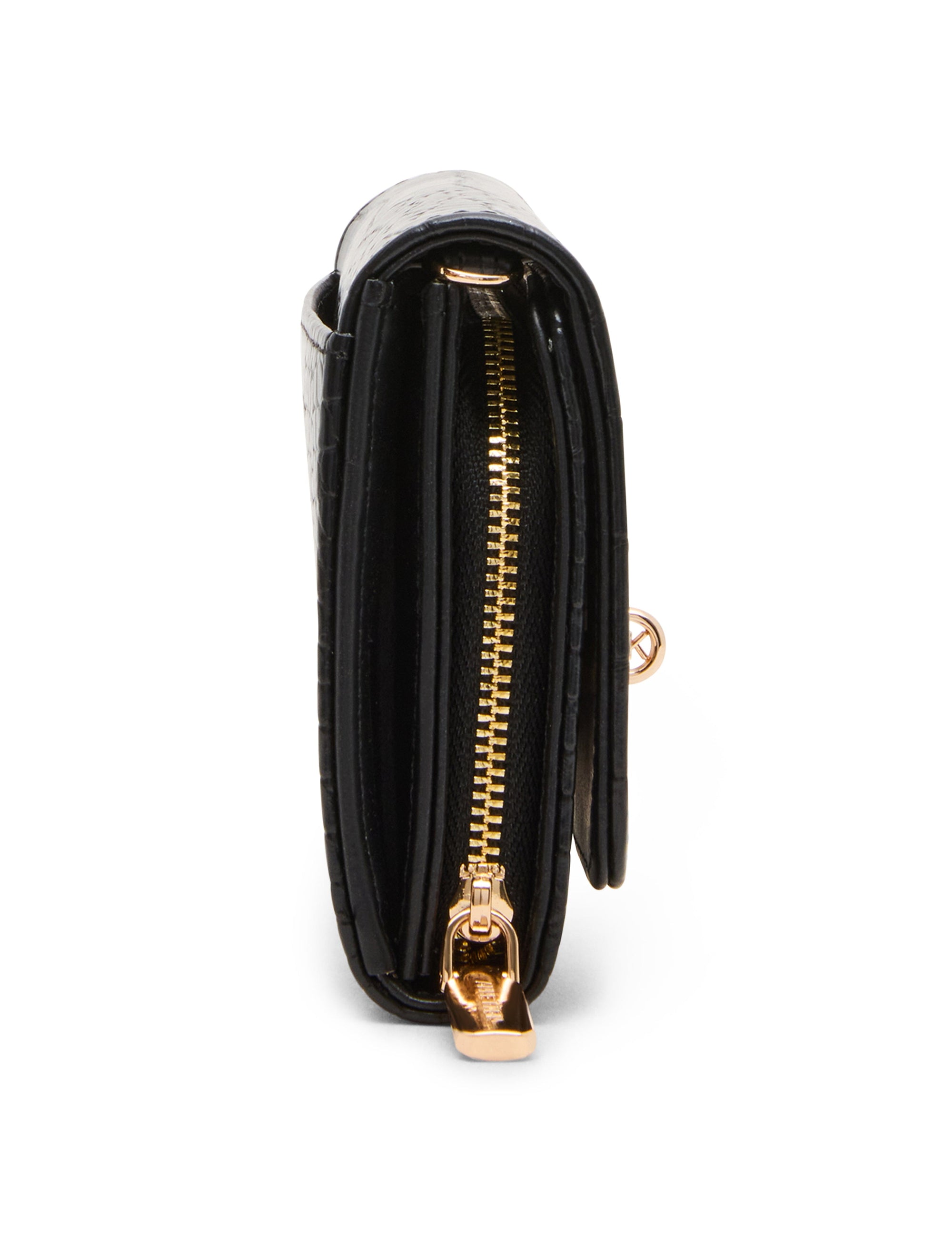 Faux Croc Embossed Turnlock Wallet on Chain WALLET ON CHAIN Madden - Handbags