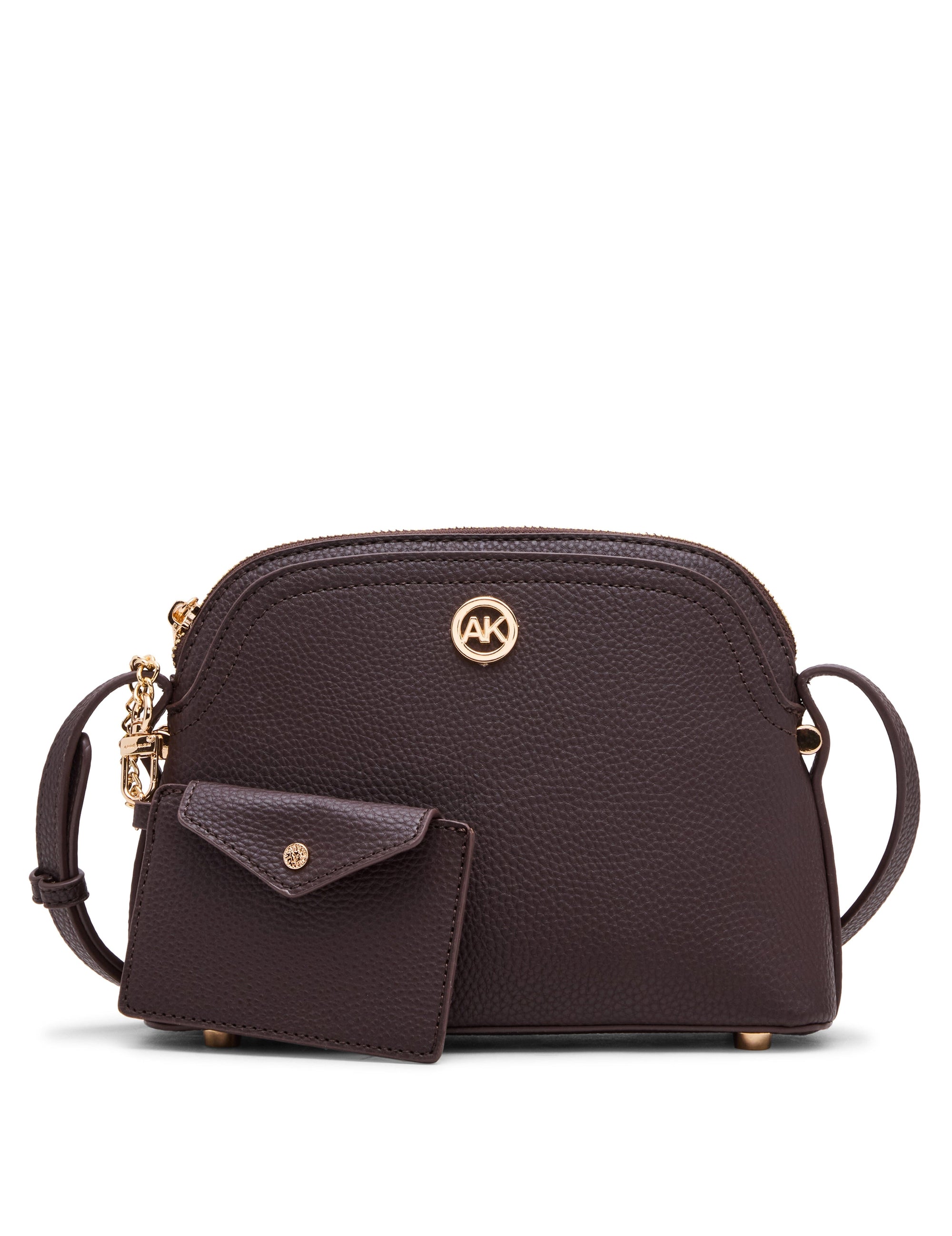 Anne Klein Espresso Dome Crossbody Bag with Detachable Card Case