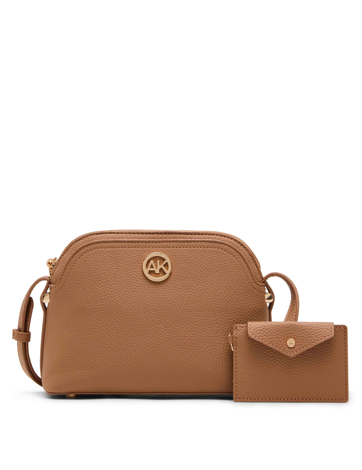 Anne Klein Mocha Dome Crossbody Bag with Detachable Card Case