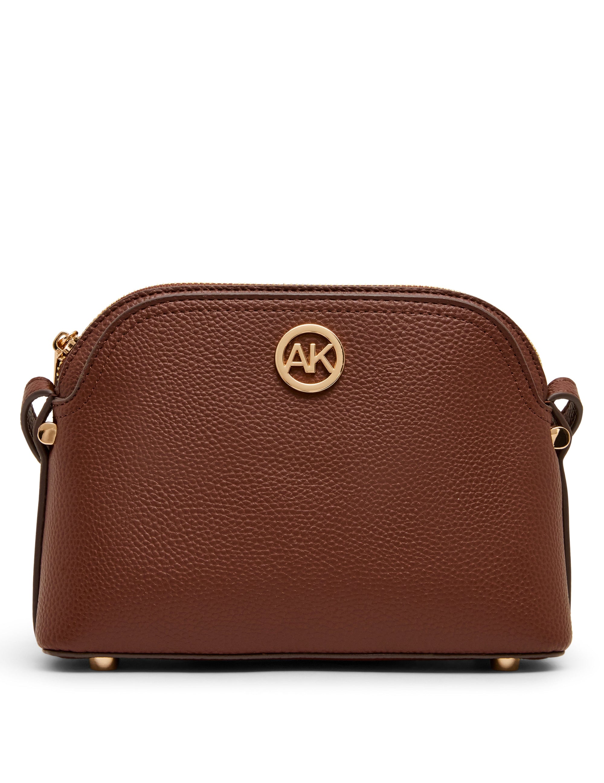 Anne Klein Walnut Dome Crossbody Bag with Detachable Card Case