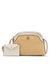 Anne Klein Natural/Anne White Texturized Straw Dome Crossbody With Card Case