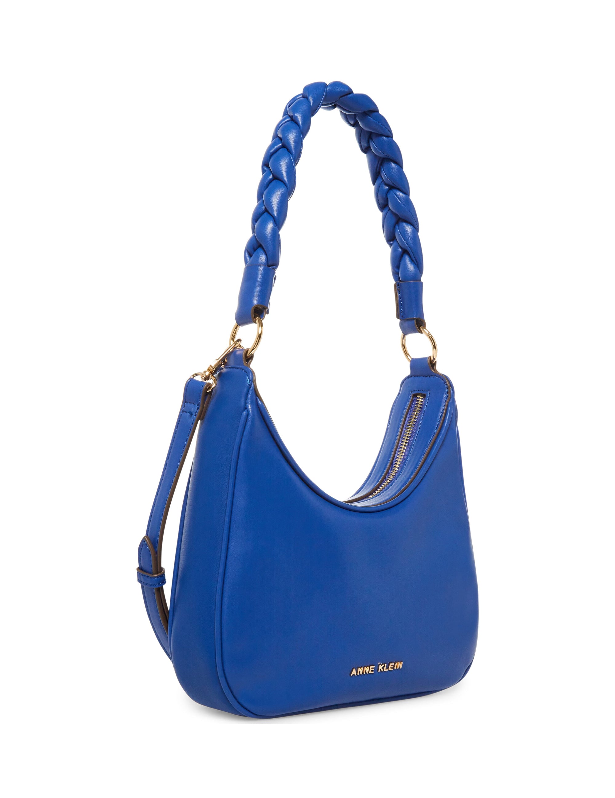 Anne Klein Lazuli Blue Convertible Shoulder Bag With Braided Handle