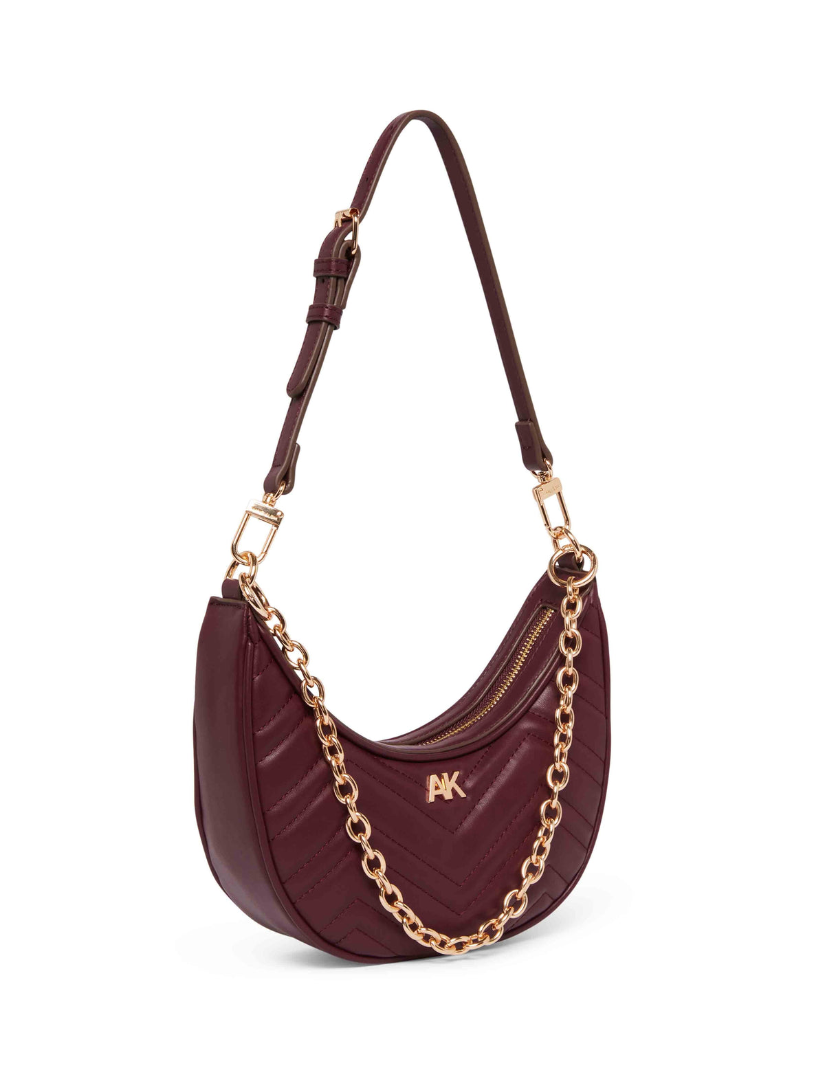 Anne Klein  Quilted Crescent Shoulder Bag With Swag Chain