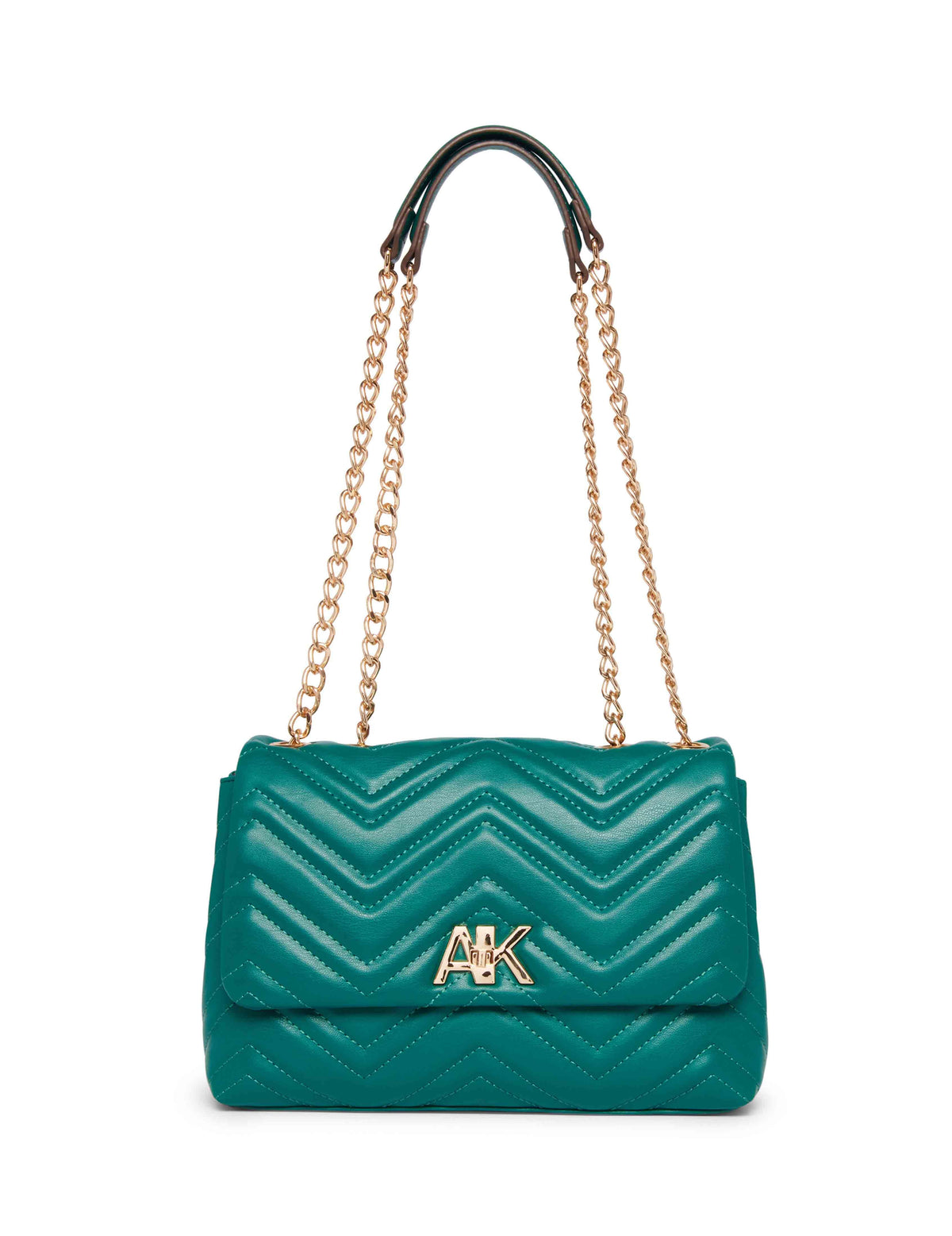 Anne Klein Emerald Quilted Convertible Flap Shoulder Bag With Turn Lock