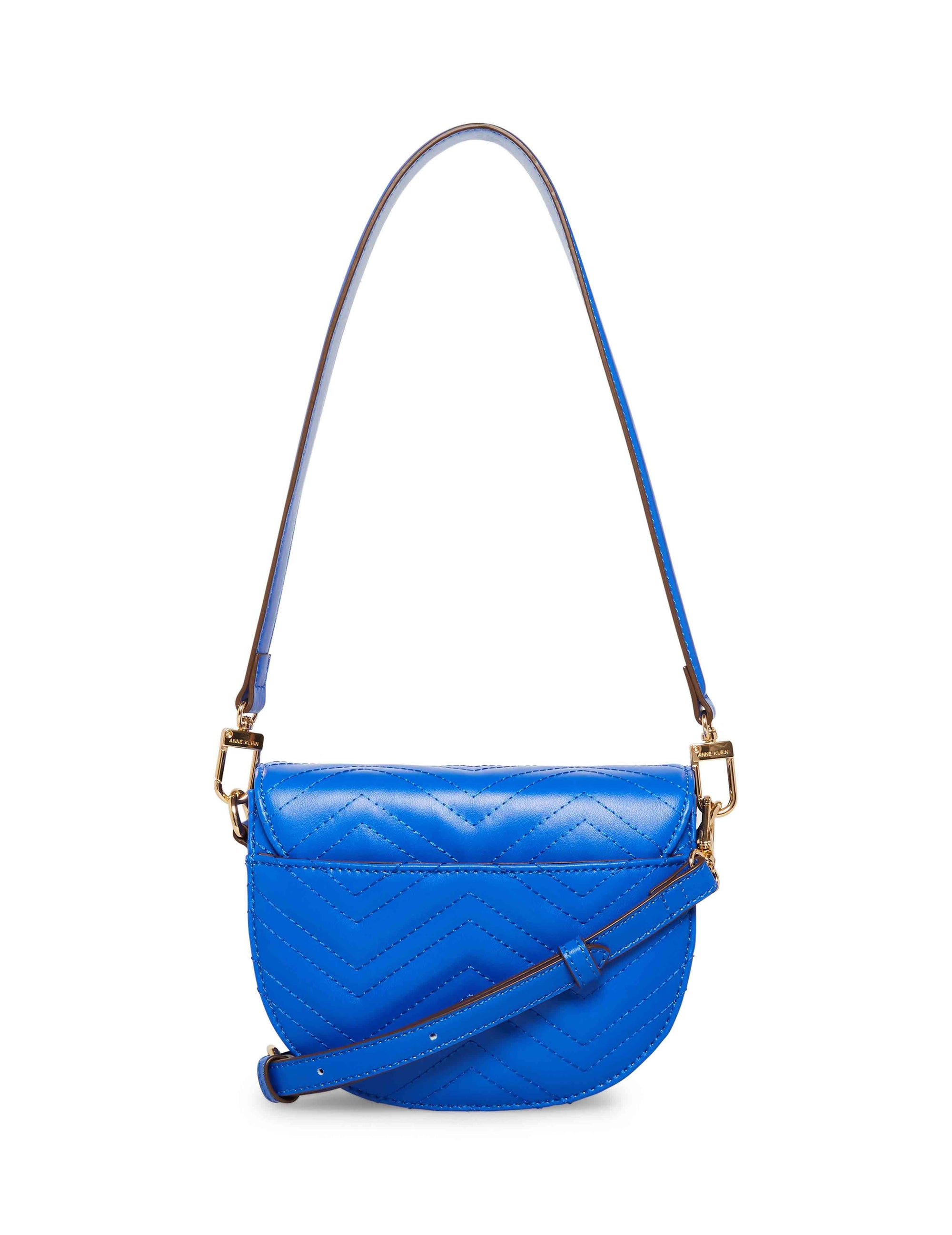 Anne Klein Galactic Cobalt Mini Convertible Quilted Shoulder Bag With Turn Lock