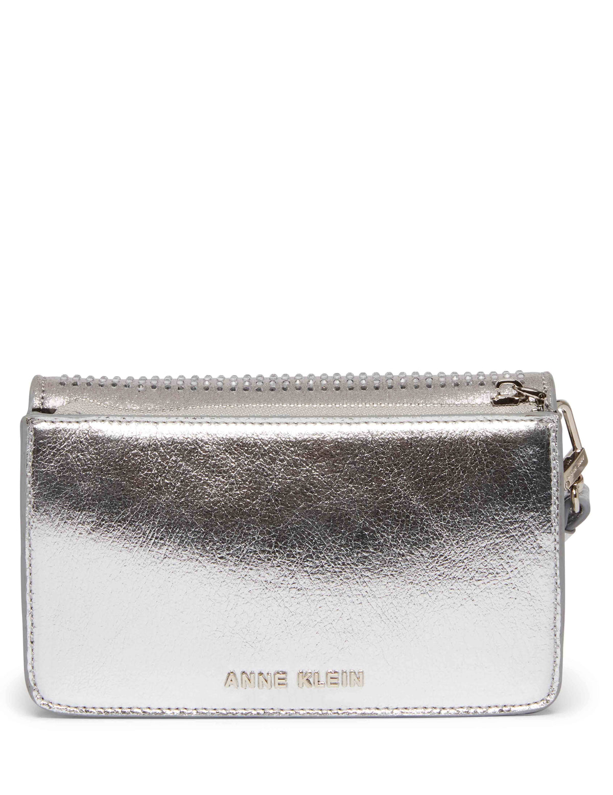 Anne Klein Clear/Silver Crystalized Mini Flap Crossbody