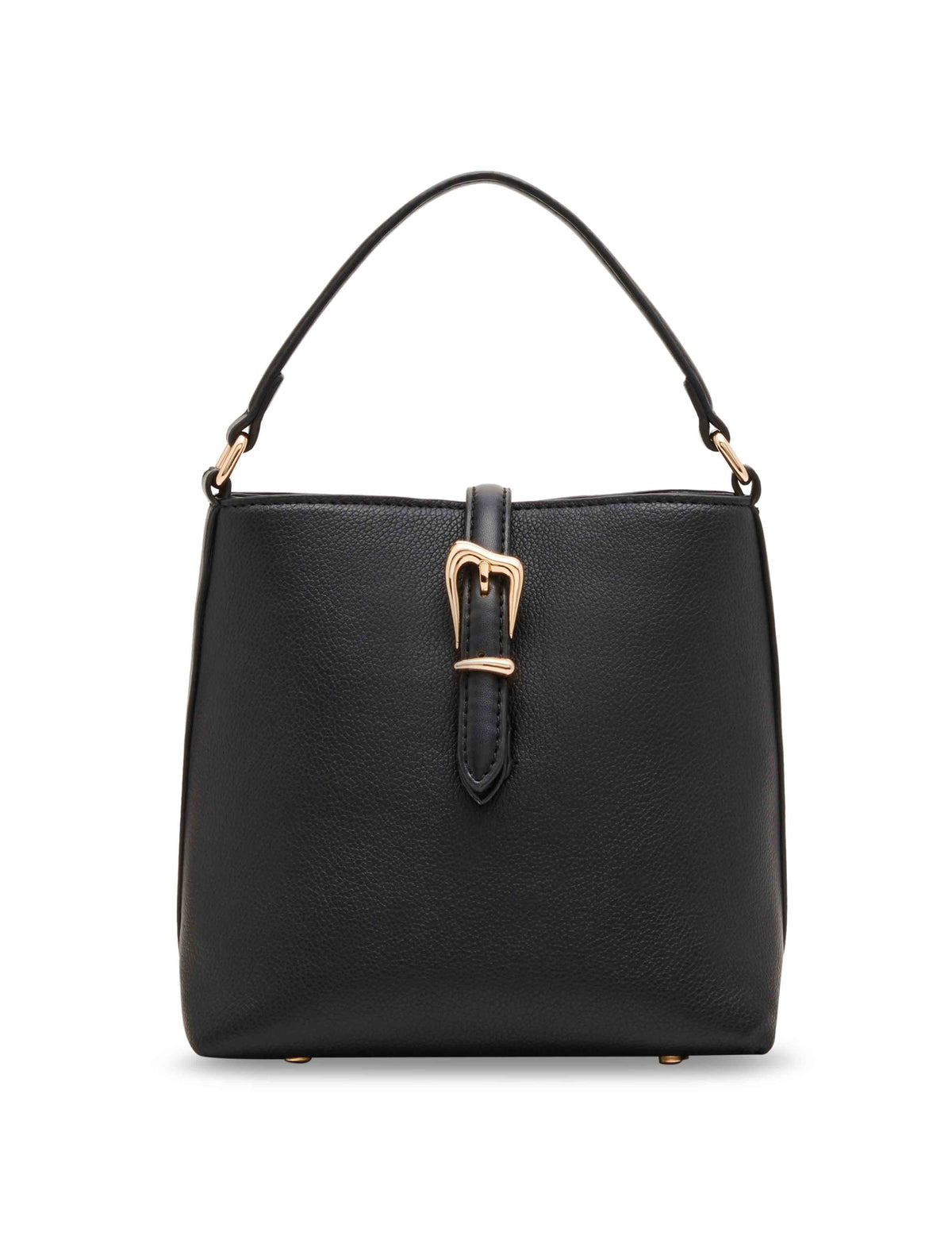 Anne Klein Black Sculpted Buckle Bucket Bag