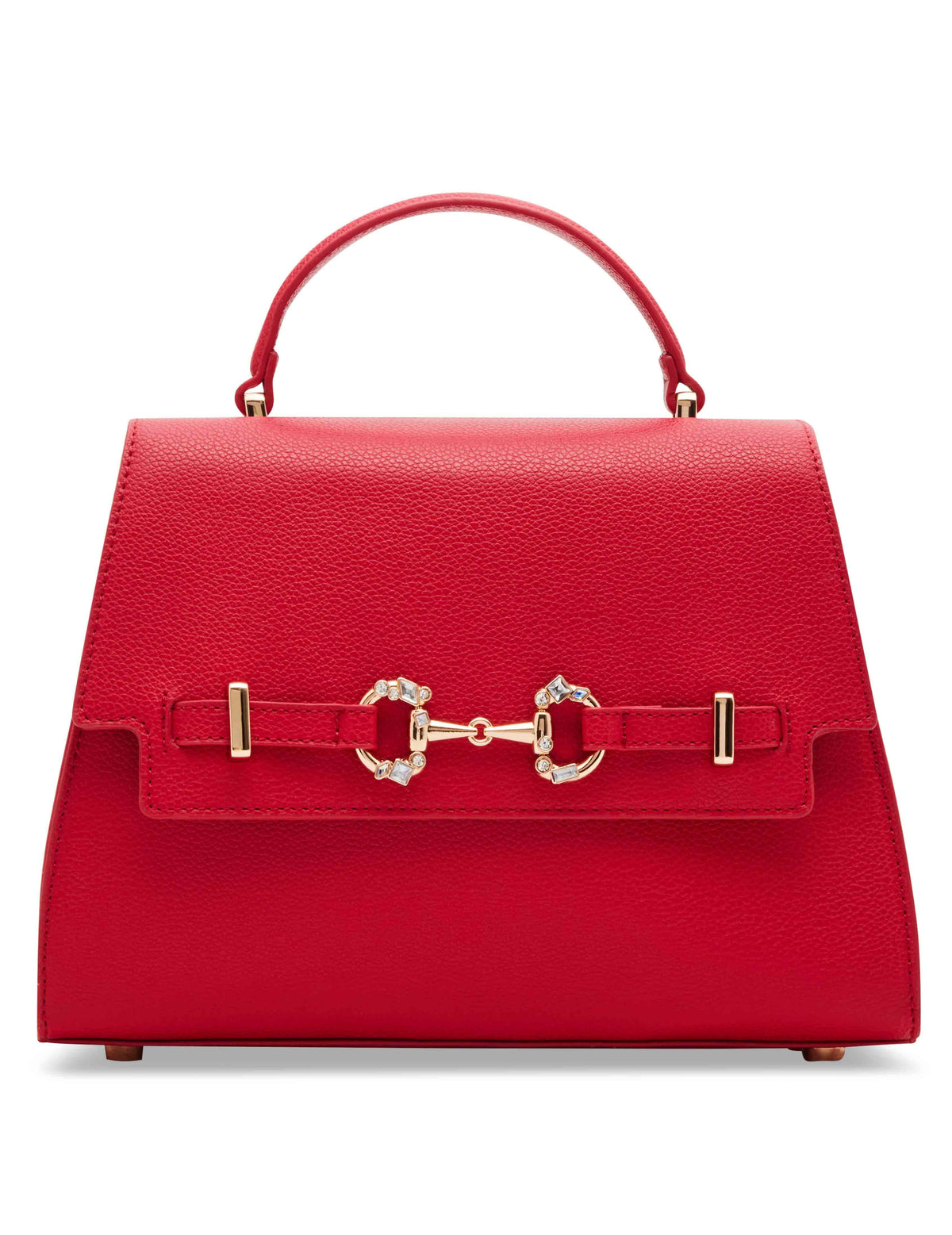 Anne Klein Crimson Top Handle Satchel With Embellished Horse Bit Detailing