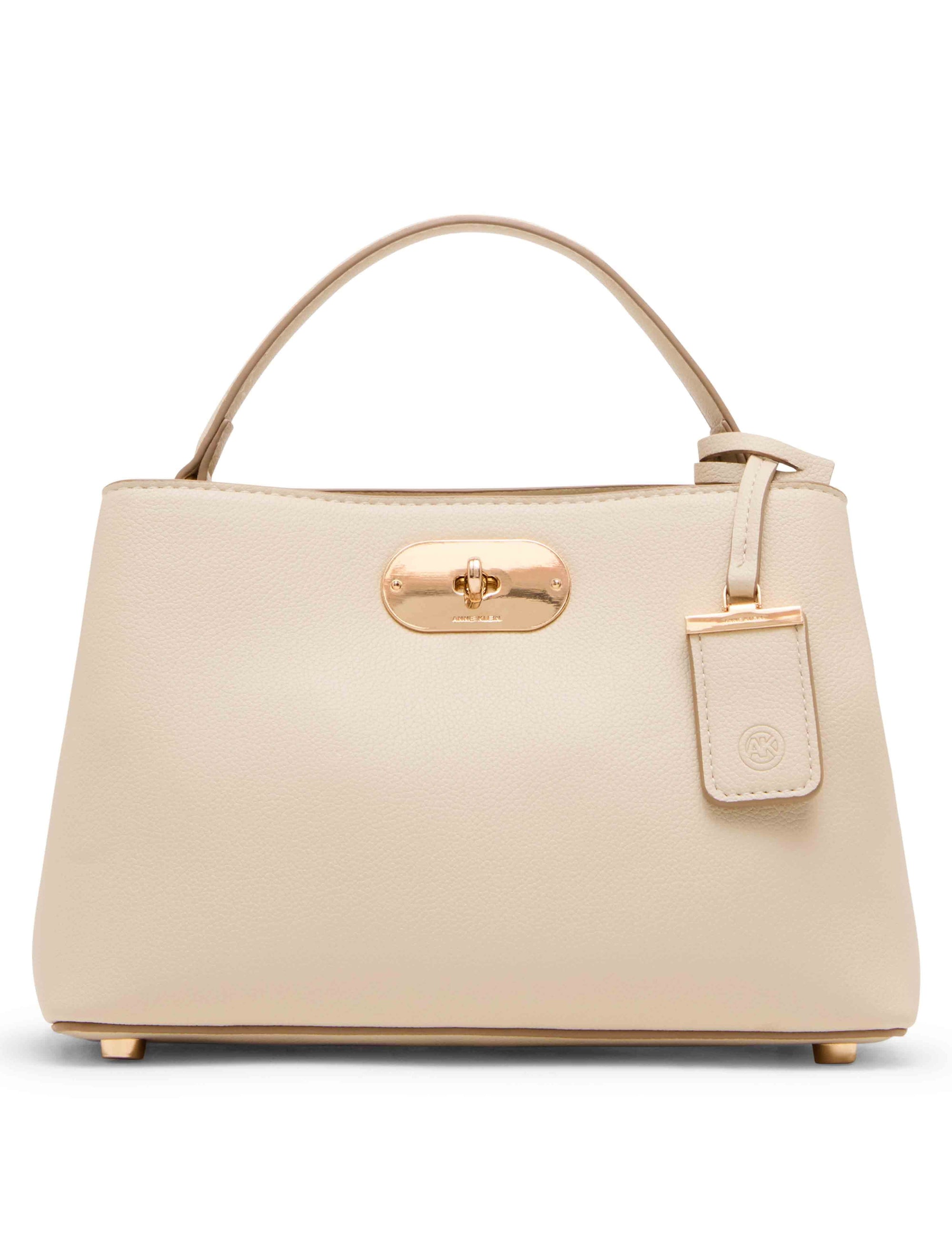 Anne Klein Parchment Small Oval Turnlock Top Handle with Convertible Strap