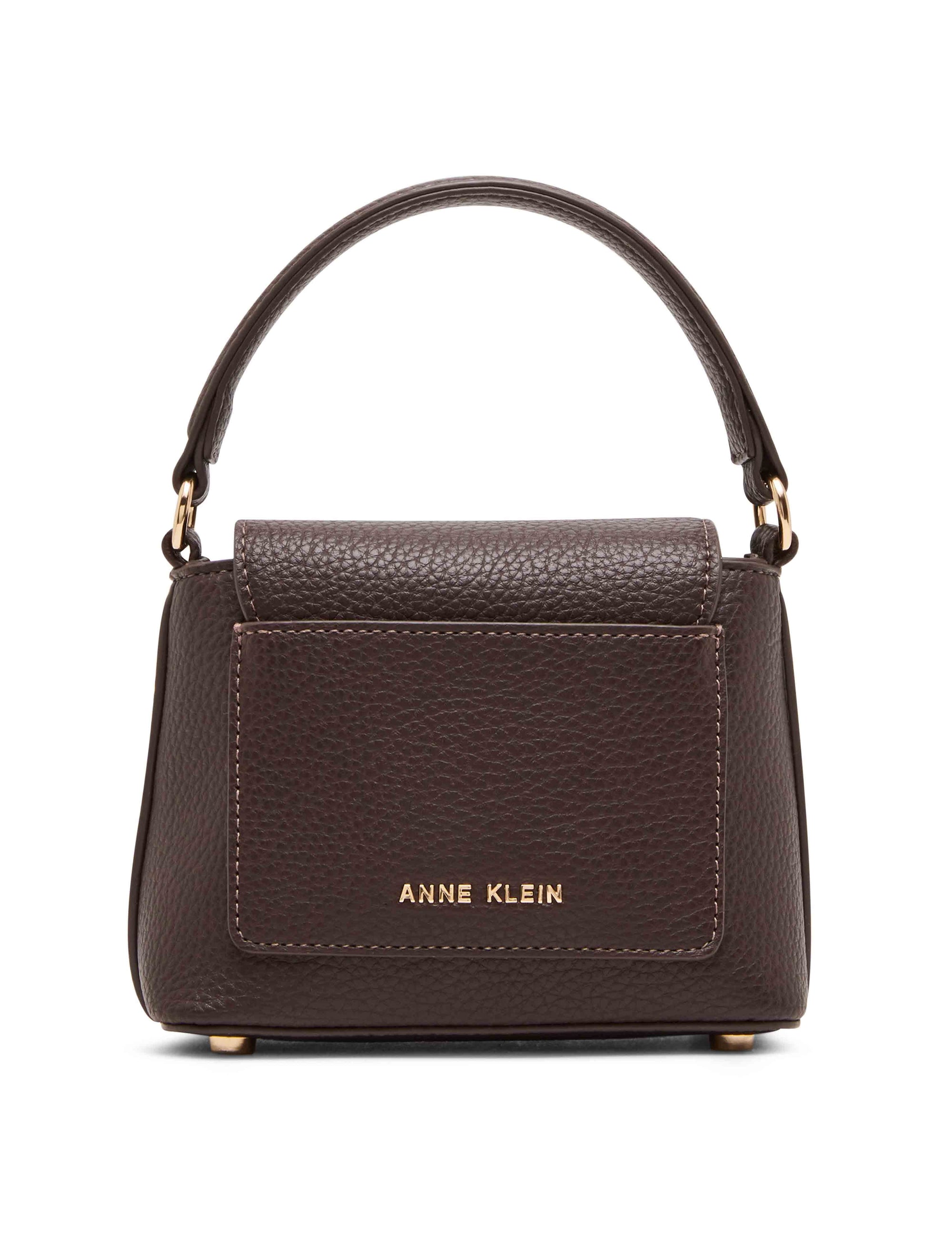 Anne Klein Espresso Mini Top Handle Flap with Detachable Strap