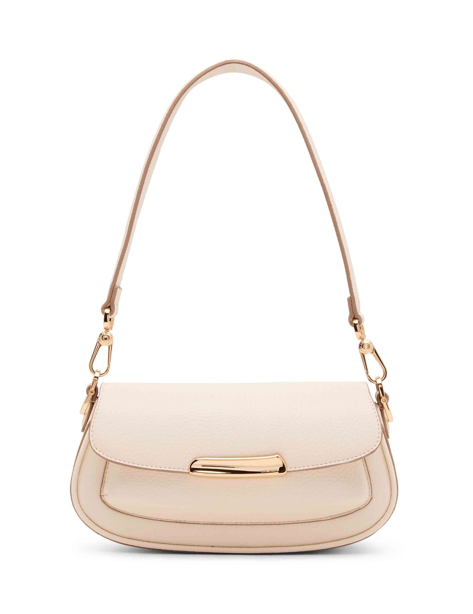 Anne Klein Pearl White Sculpted Plaque East West Shoulder Bag