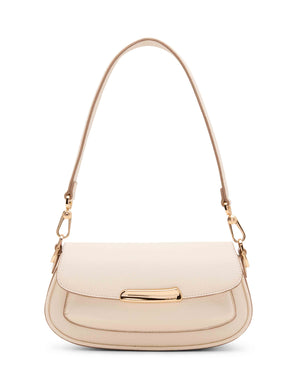Anne Klein Pearl White Sculpted Plaque East West Shoulder Bag