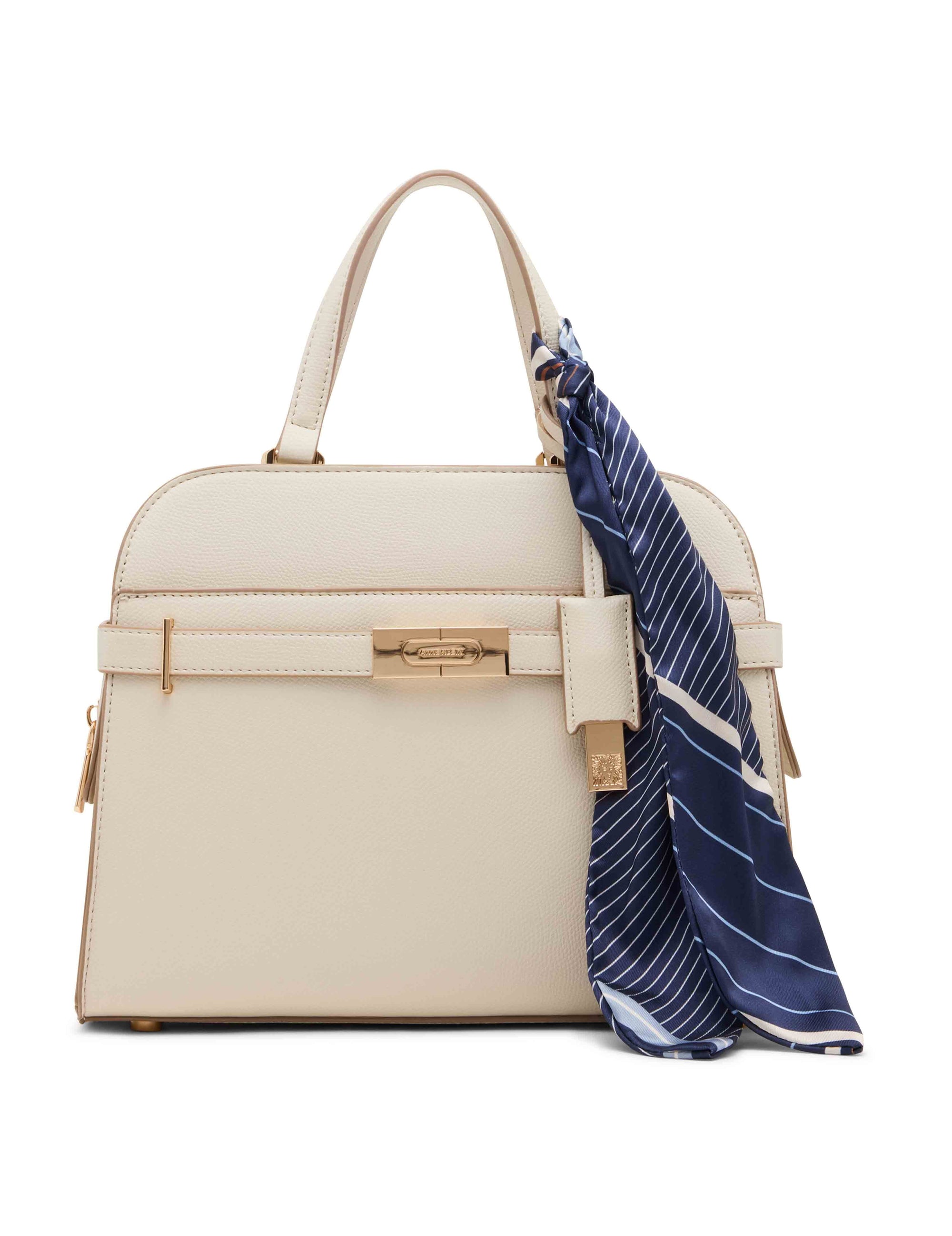 Anne Klein Parchment Medium Belted Satchel with Convertible Strap