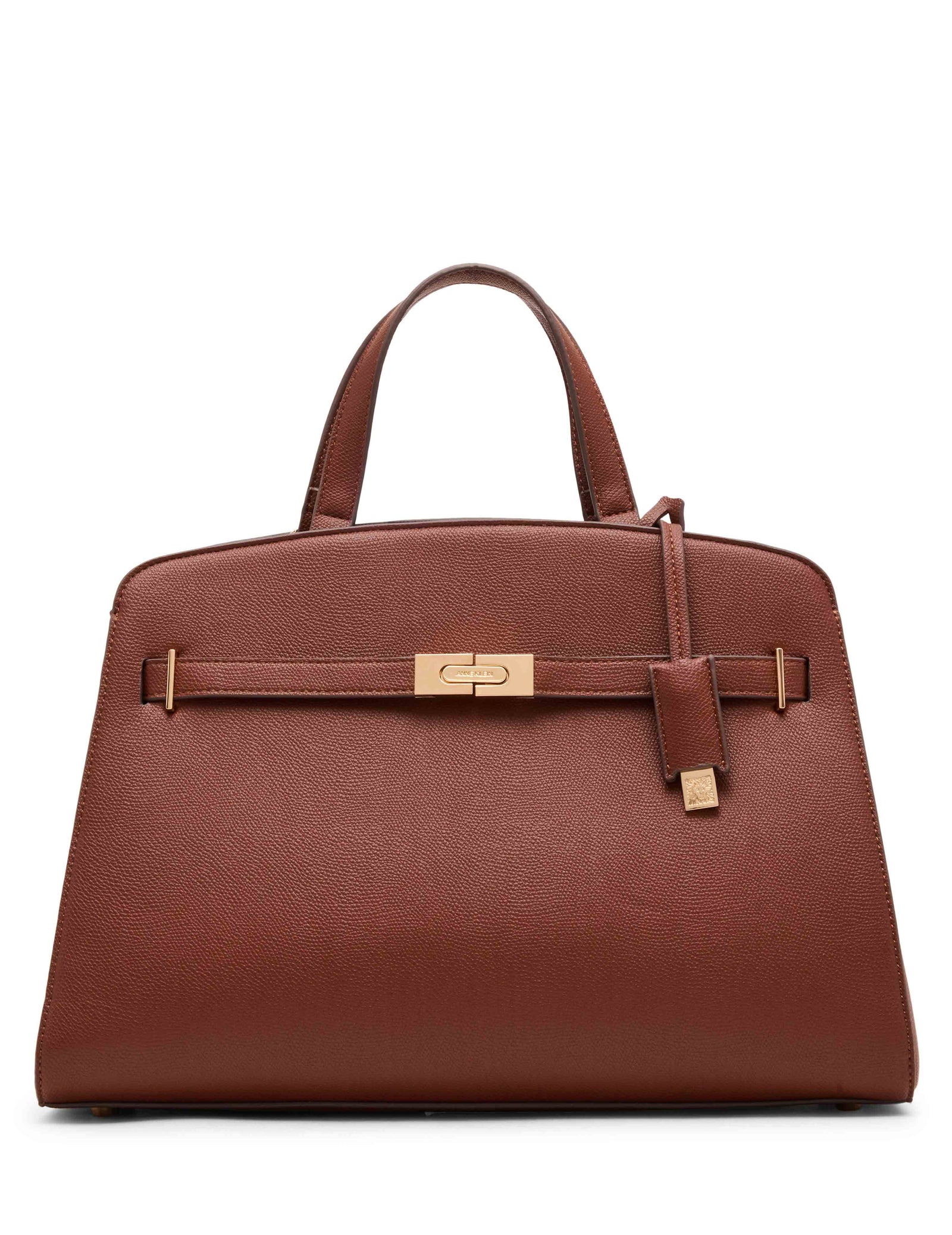 Anne Klein Walnut Large Belted Satchel with Convertible Strap