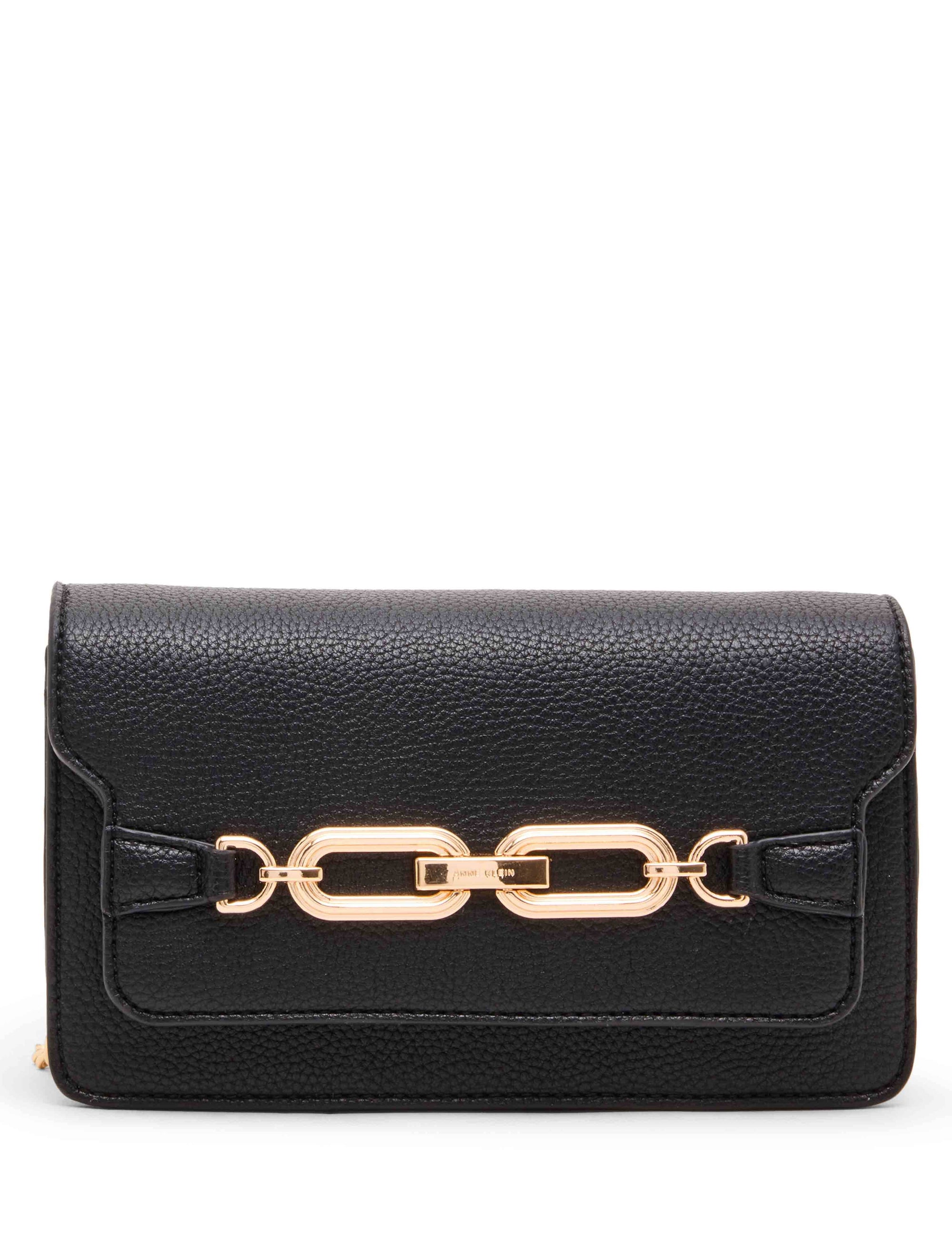 Anne Klein Black Chain Flap Crossbody