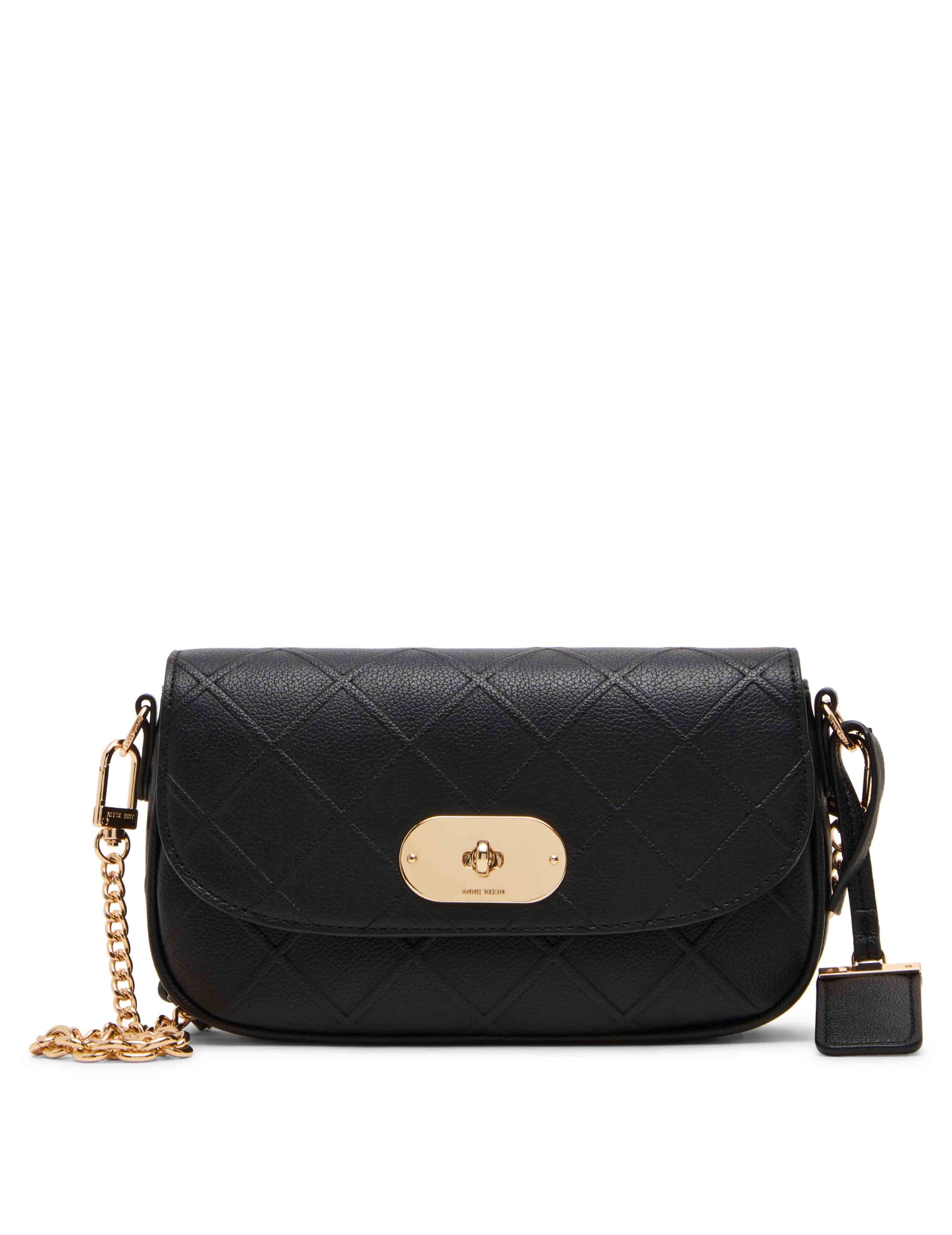 Anne Klein Black/Black Emboss Saddle with Varigated Chain Strap