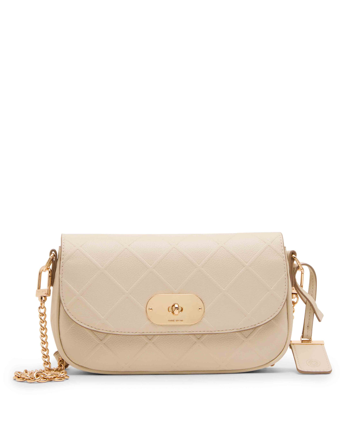 Anne Klein Parchment/Parchment Emboss Saddle with Varigated Chain Strap