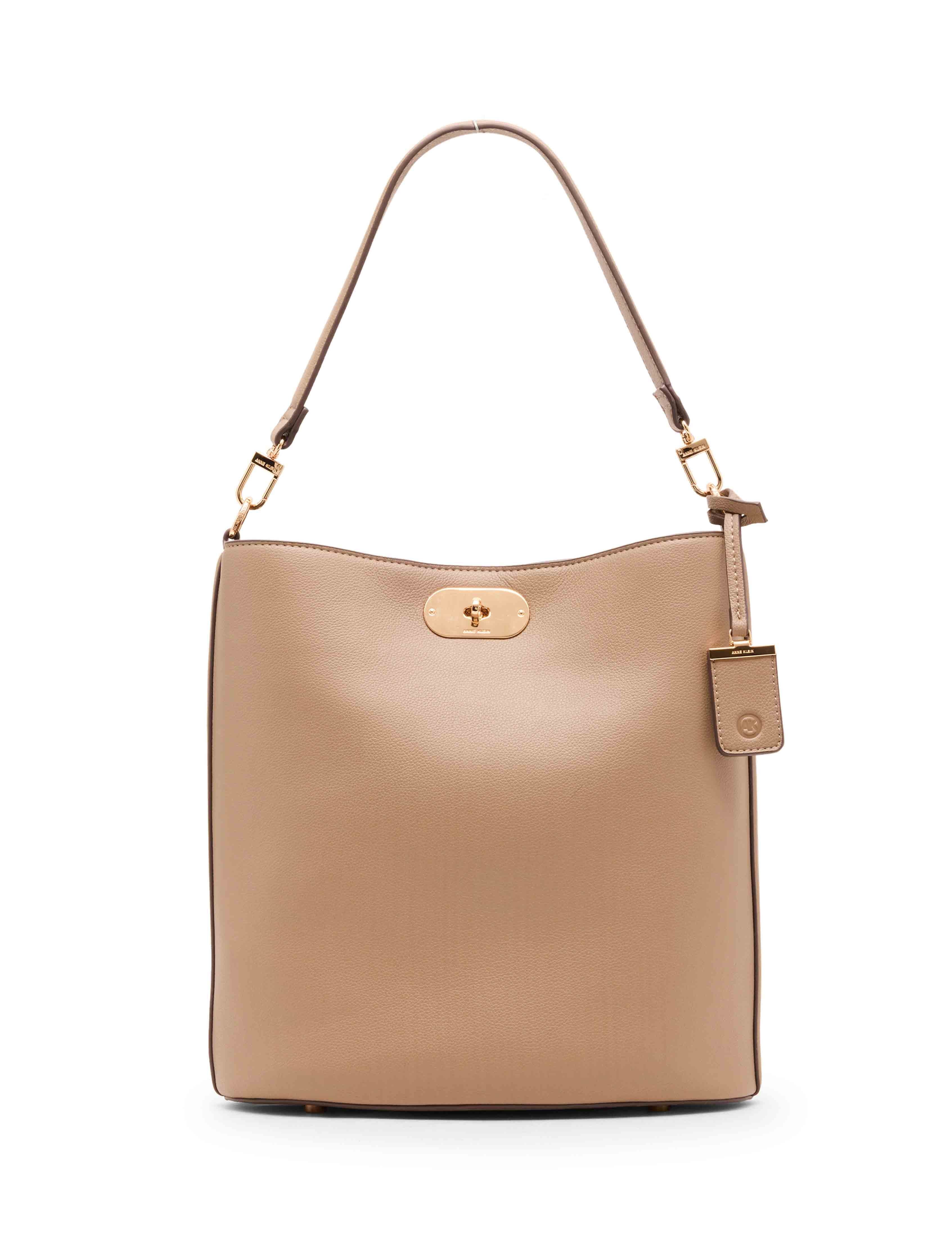 Medium Oval Turnlock Bucket with Convertible Strap - Anne Klein