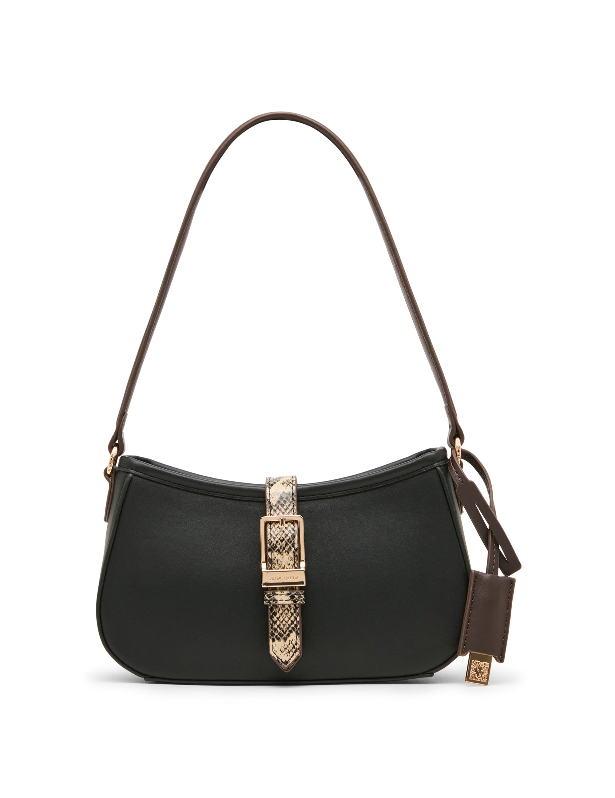 Anne Klein Black/Espresso/Oatmilk Multi Belted Shoulder Bag