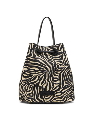 Anne Klein Zebra: Black-Cream/Black Printed Bucket Bag