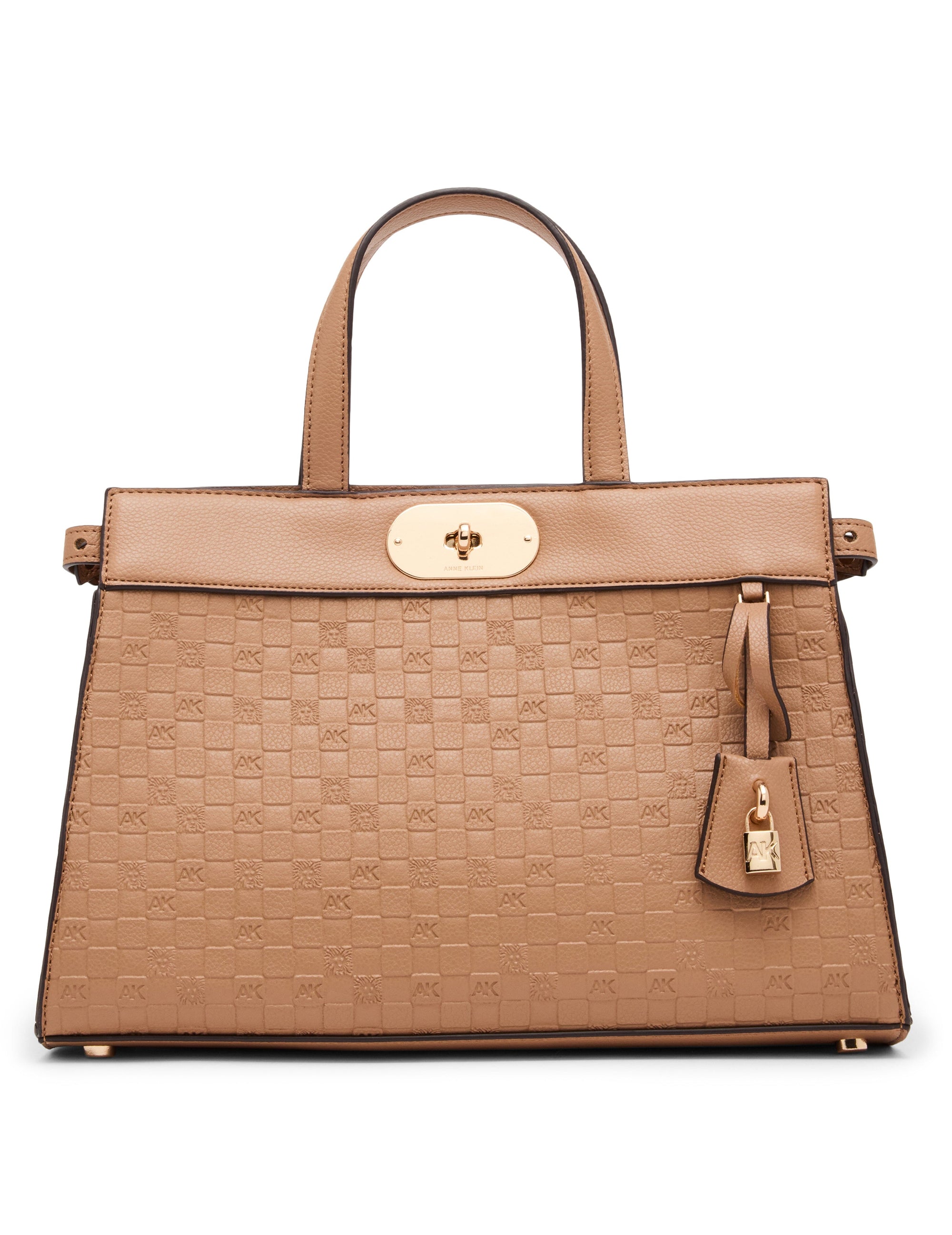 Anne Klein Mocha/Mocha Embossed Satchel with Convertible Strap