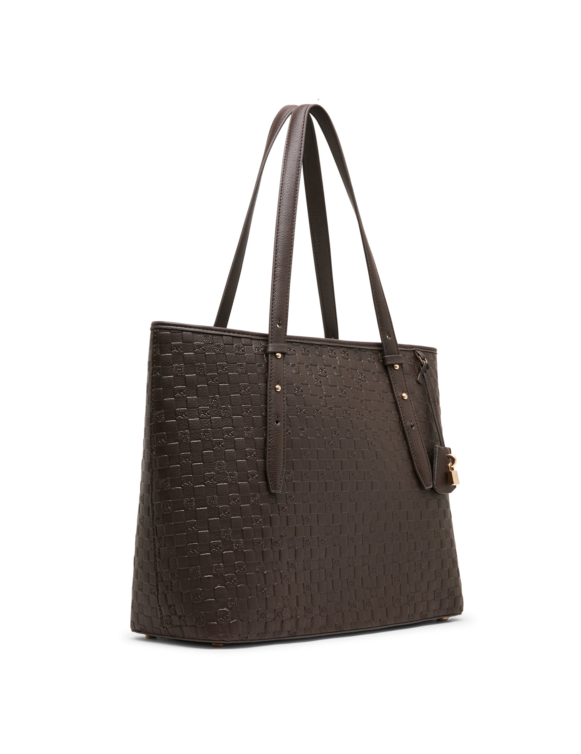 Anne Klein Embossed Logo Large Tote Bag with Lock Charm
