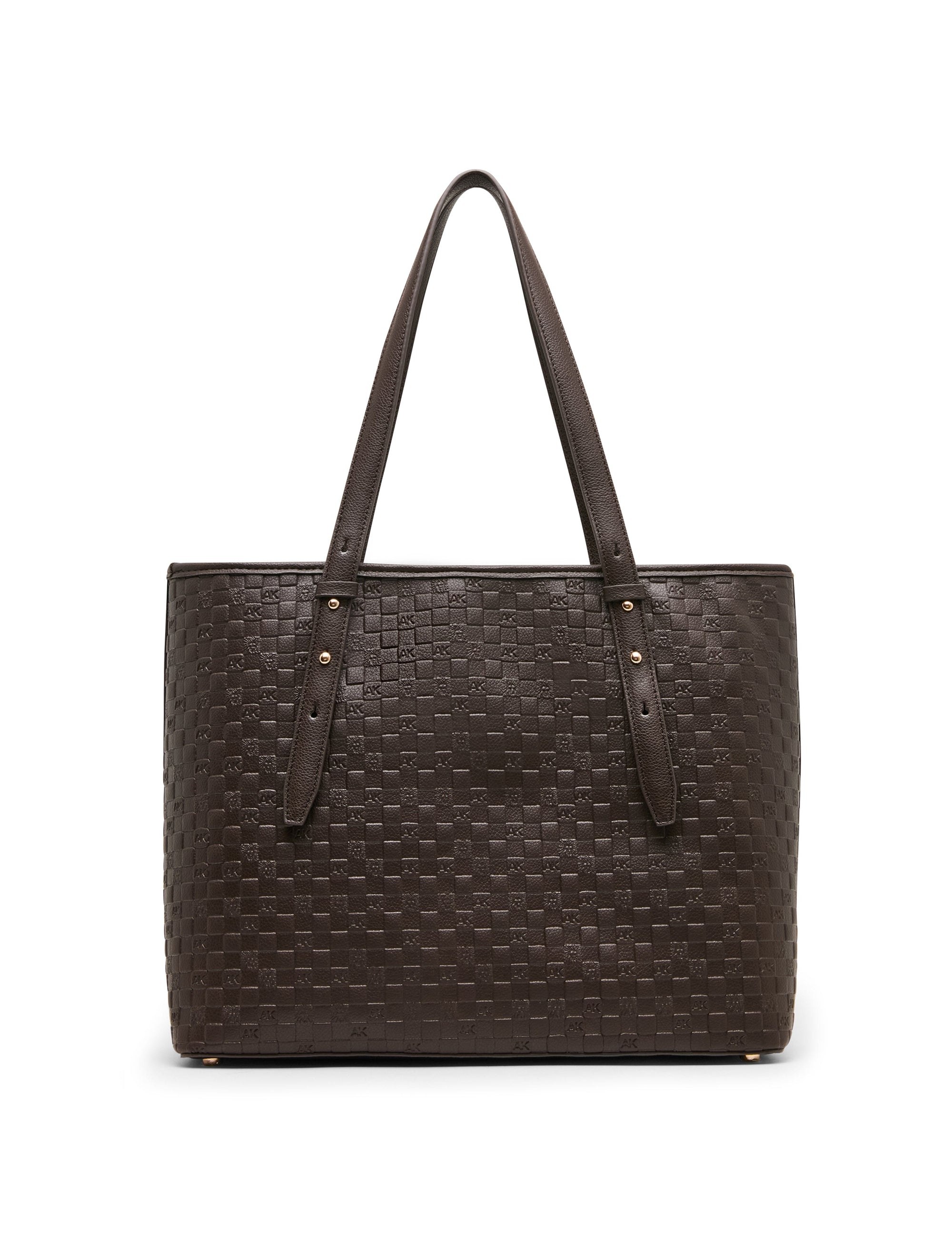Anne Klein Embossed Logo Large Tote Bag with Lock Charm