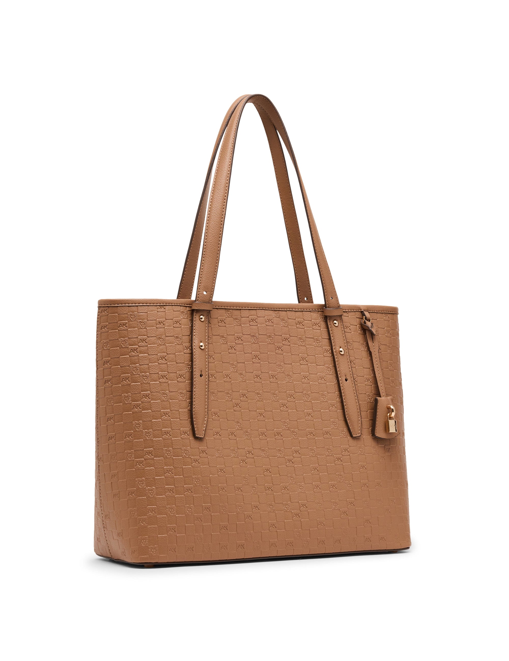 Anne Klein Embossed Logo Large Tote Bag with Lock Charm