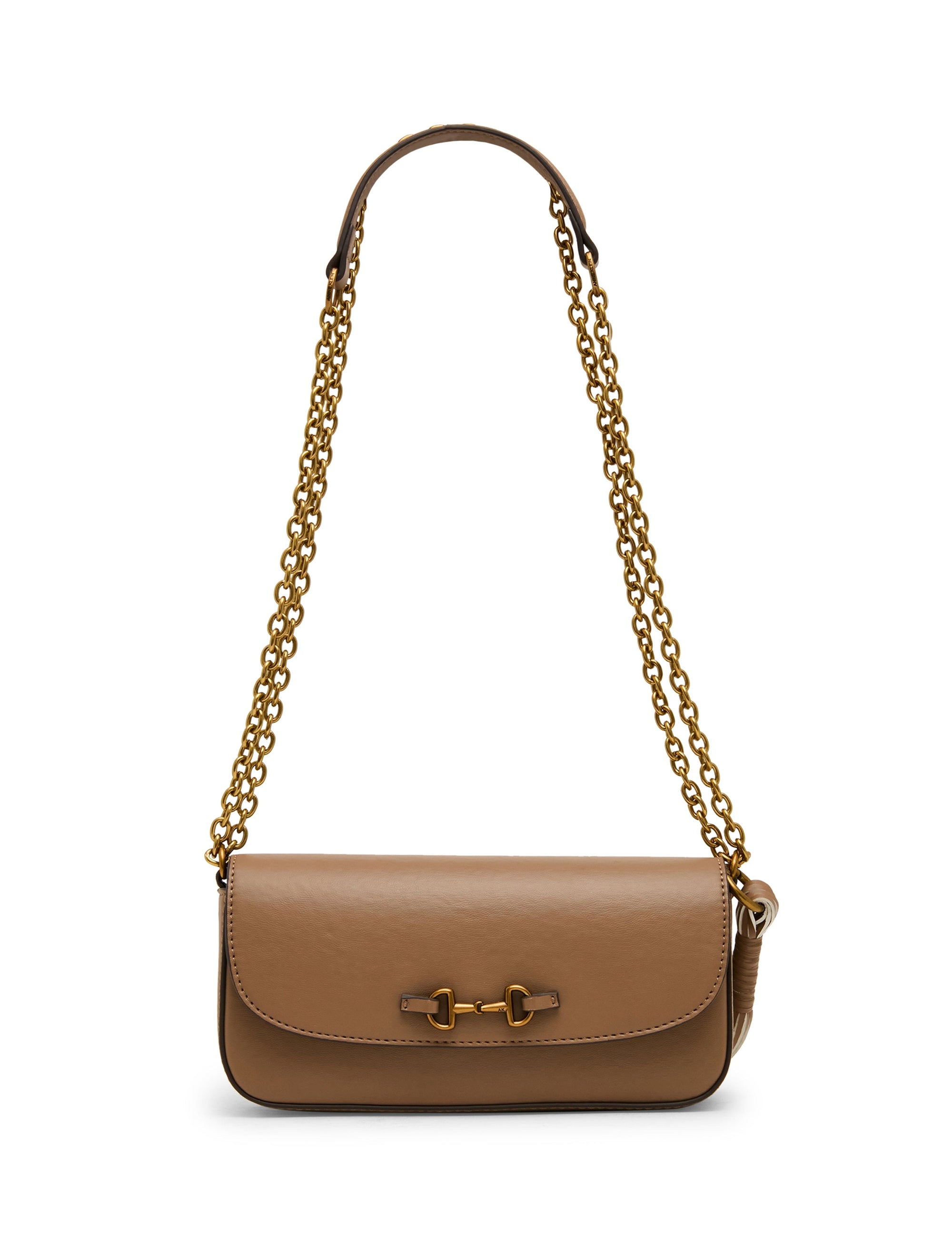 Anne Klein Mocha Horsebit Flap Shoulder Bag