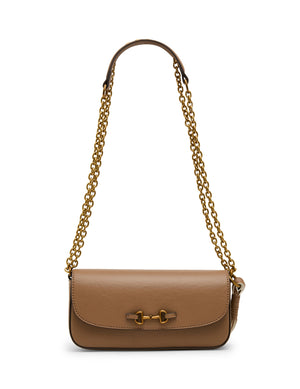 Anne Klein Mocha Horsebit Flap Shoulder Bag