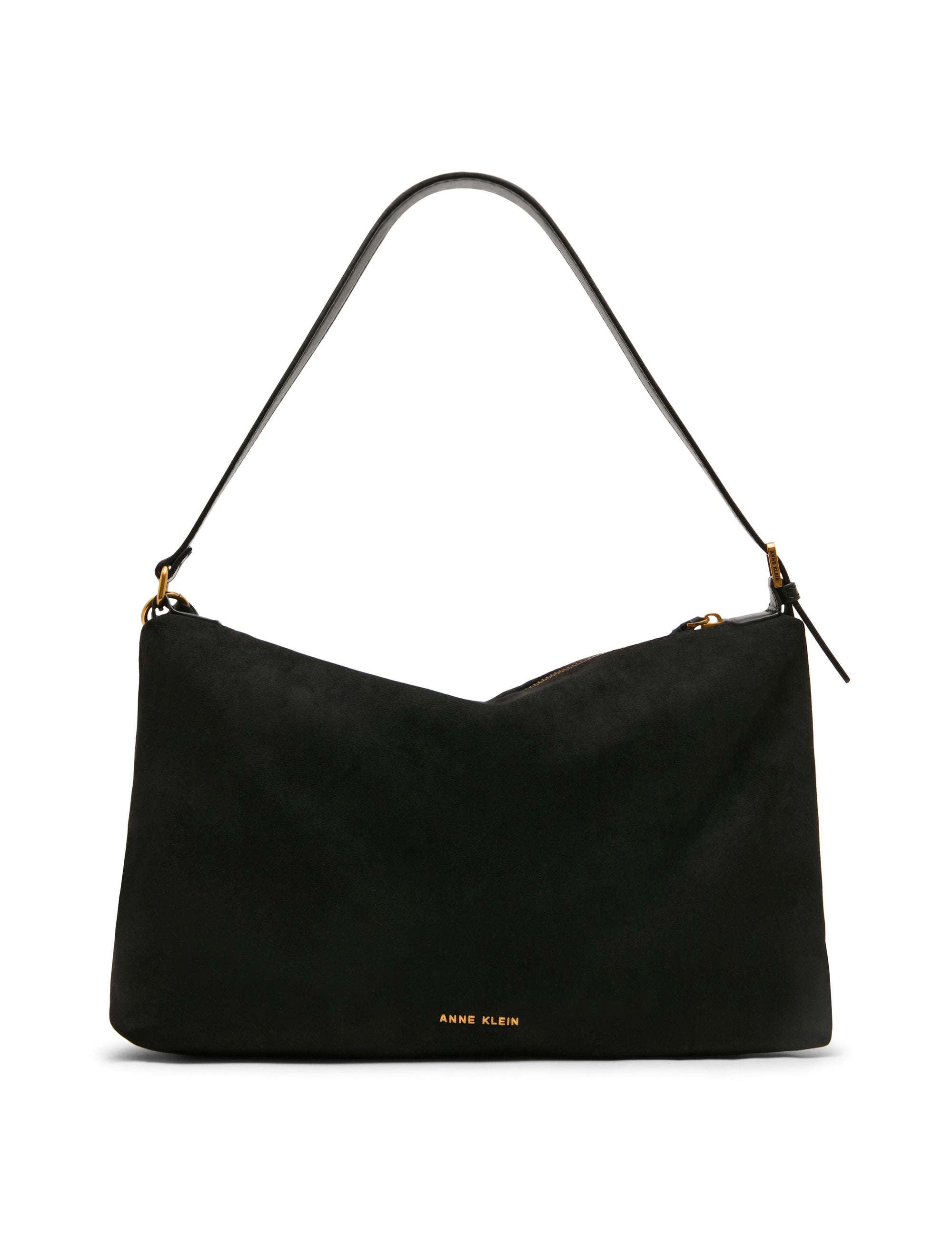 Anne Klein Faux Suede Horsebit Tassel Shoulder Bag