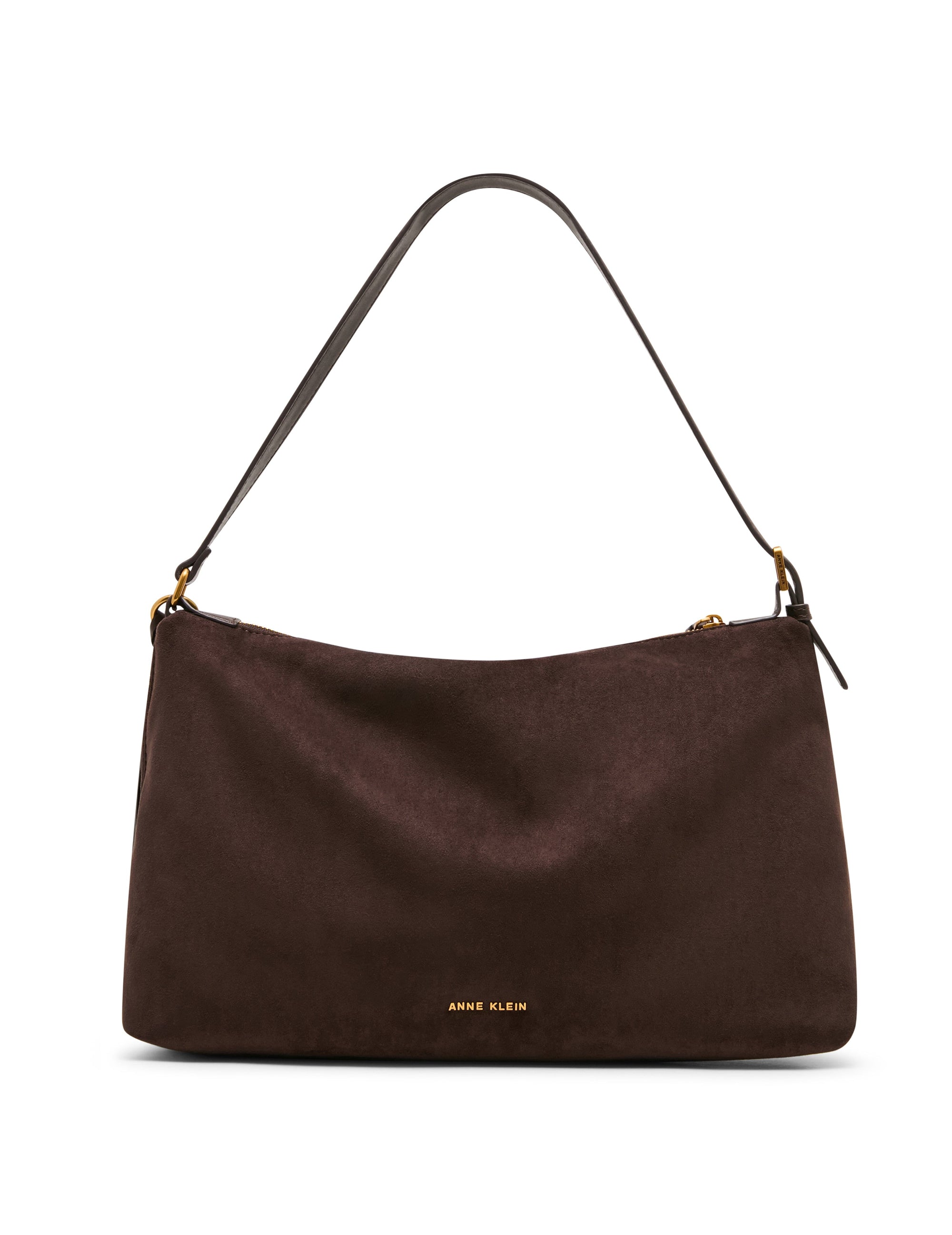 Anne Klein Faux Suede Horsebit Tassel Shoulder Bag