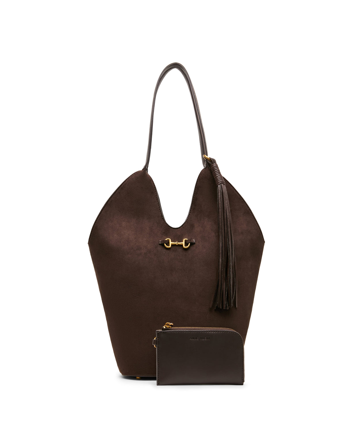 Anne Klein Espresso/Espresso Faux Suede Horsebit Hobo Bag