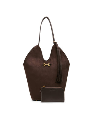 Anne Klein Espresso/Espresso Faux Suede Horsebit Hobo Bag