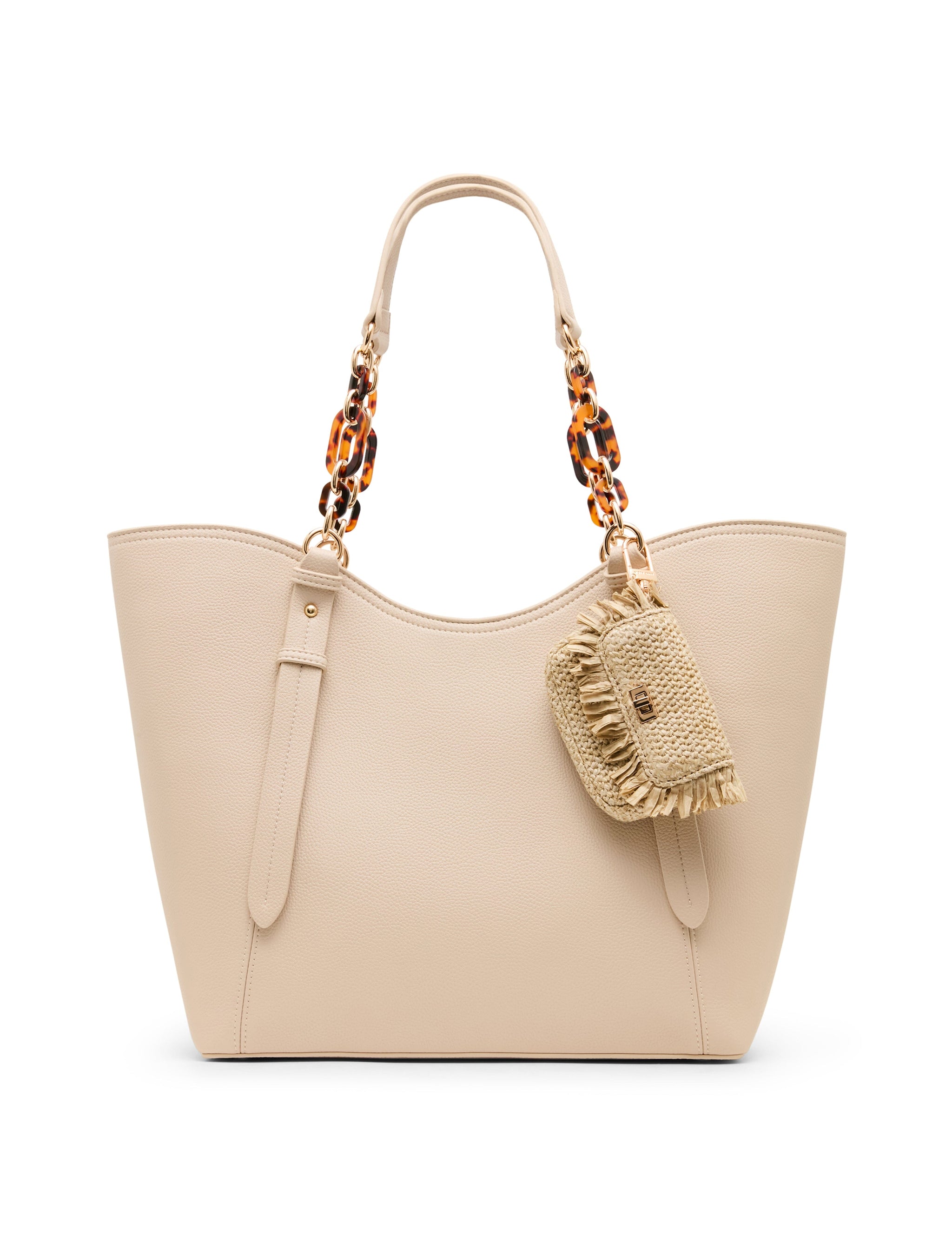 Medium Tote Bag with Straw Pouch