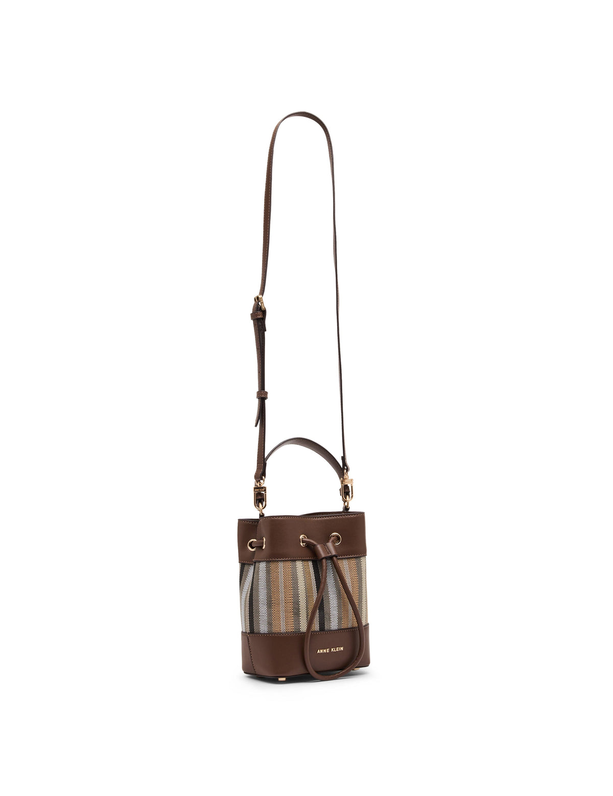 Anne Klein Striped Bucket Crossbody Bag with Convertible Strap