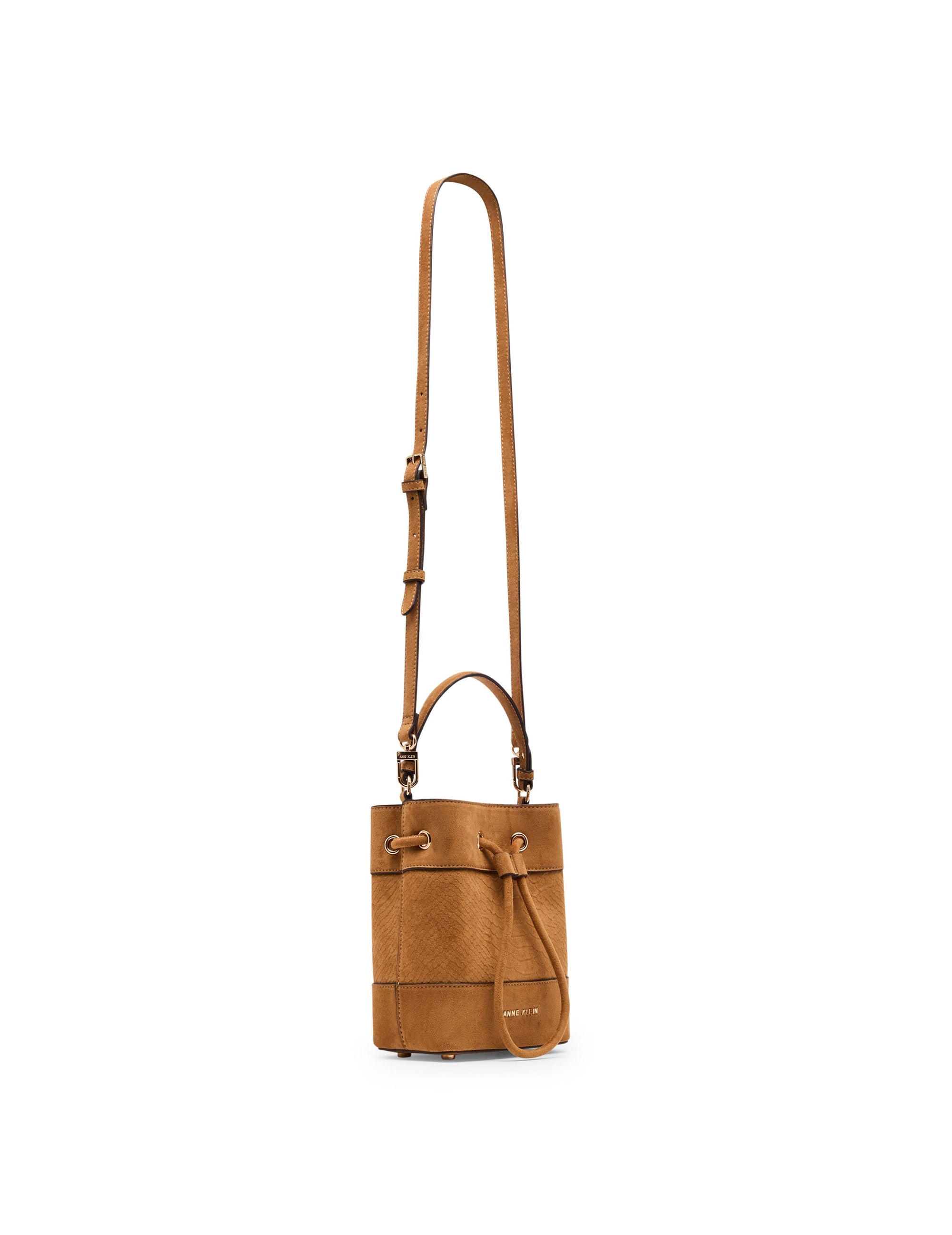 Anne Klein Textured Faux Suede Bucket Bag with Convertible Strap