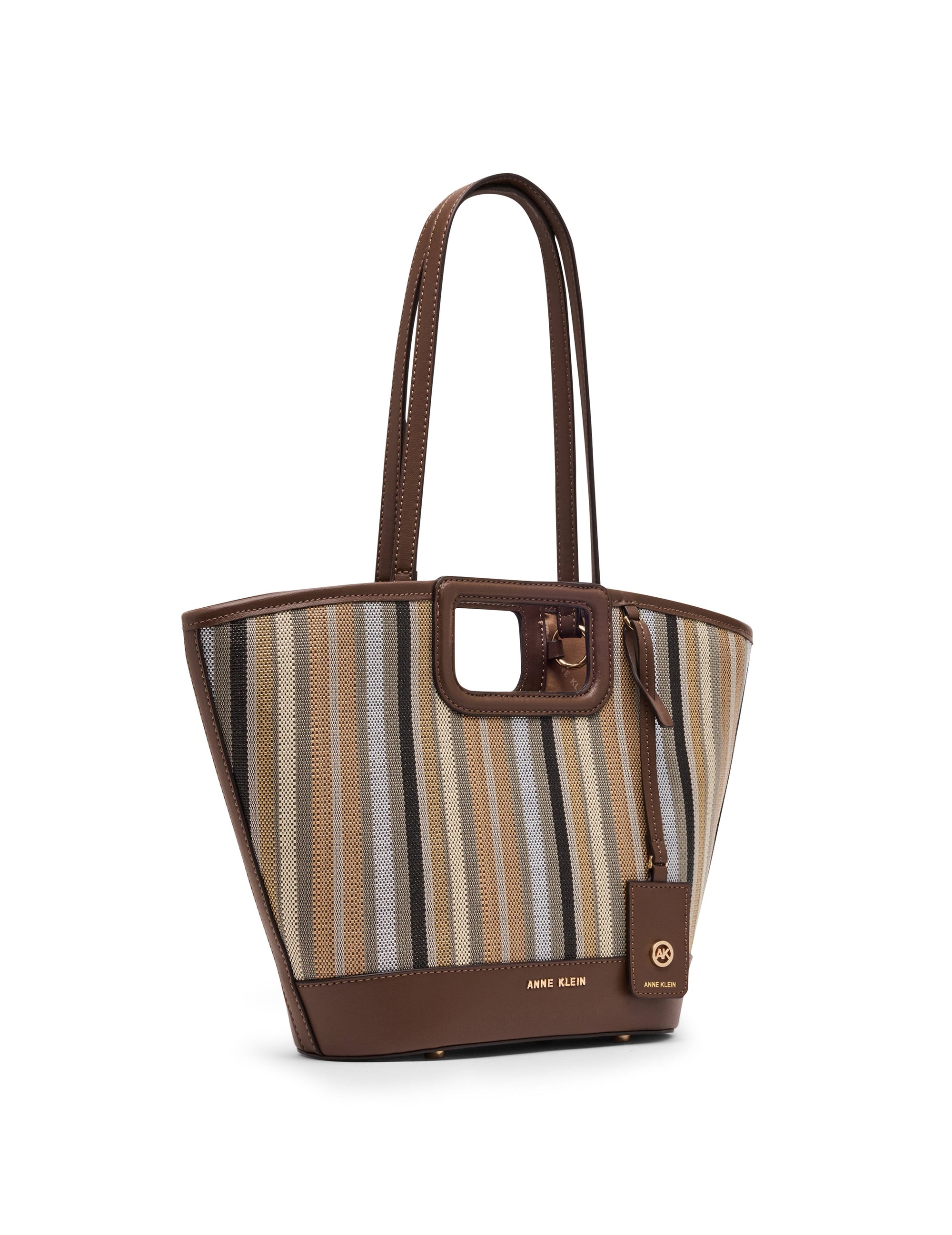 Anne Klein Stripe Cut Out Handle Tote