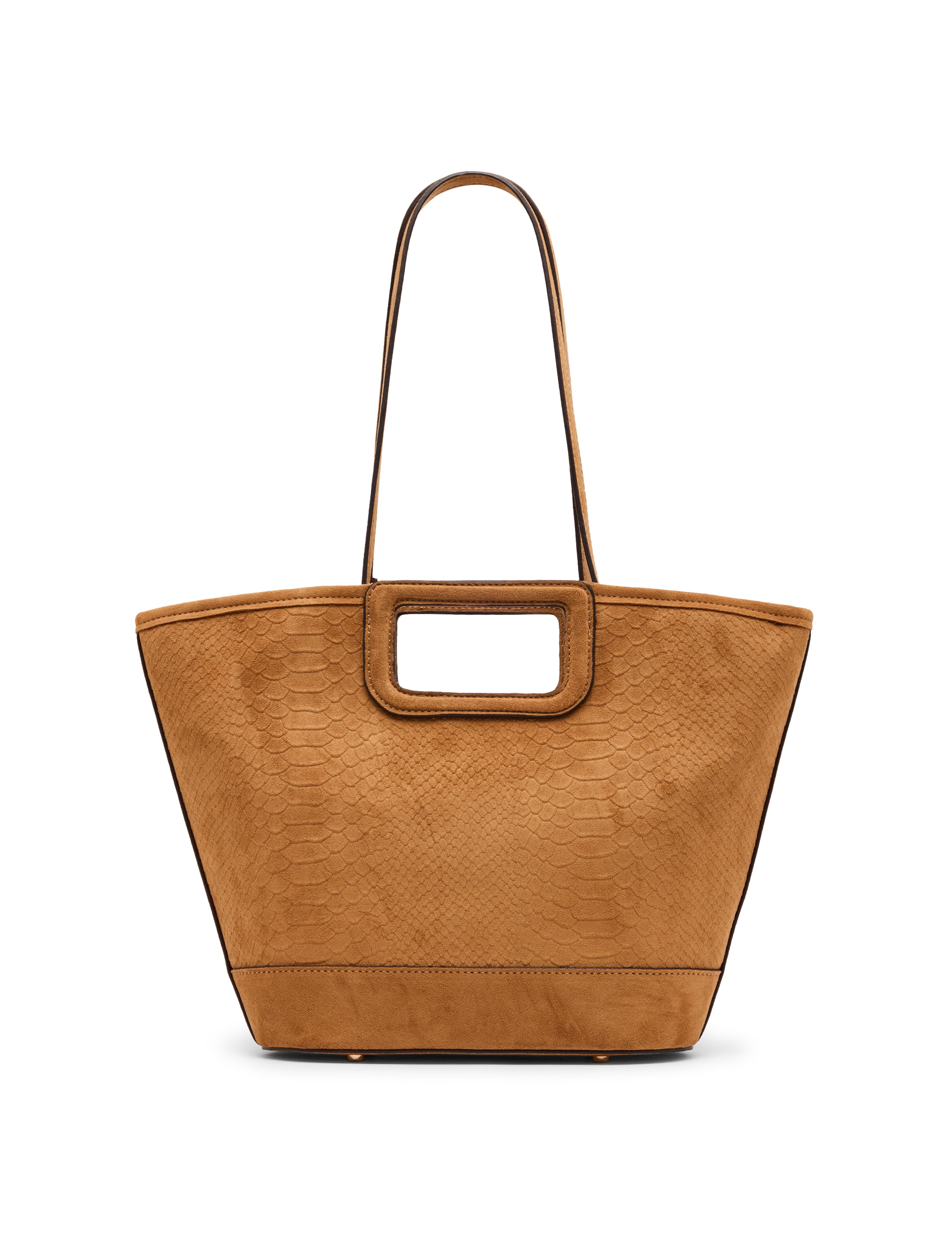 Textured Faux Suede Cut Out Handle Tote | Anne Klein
