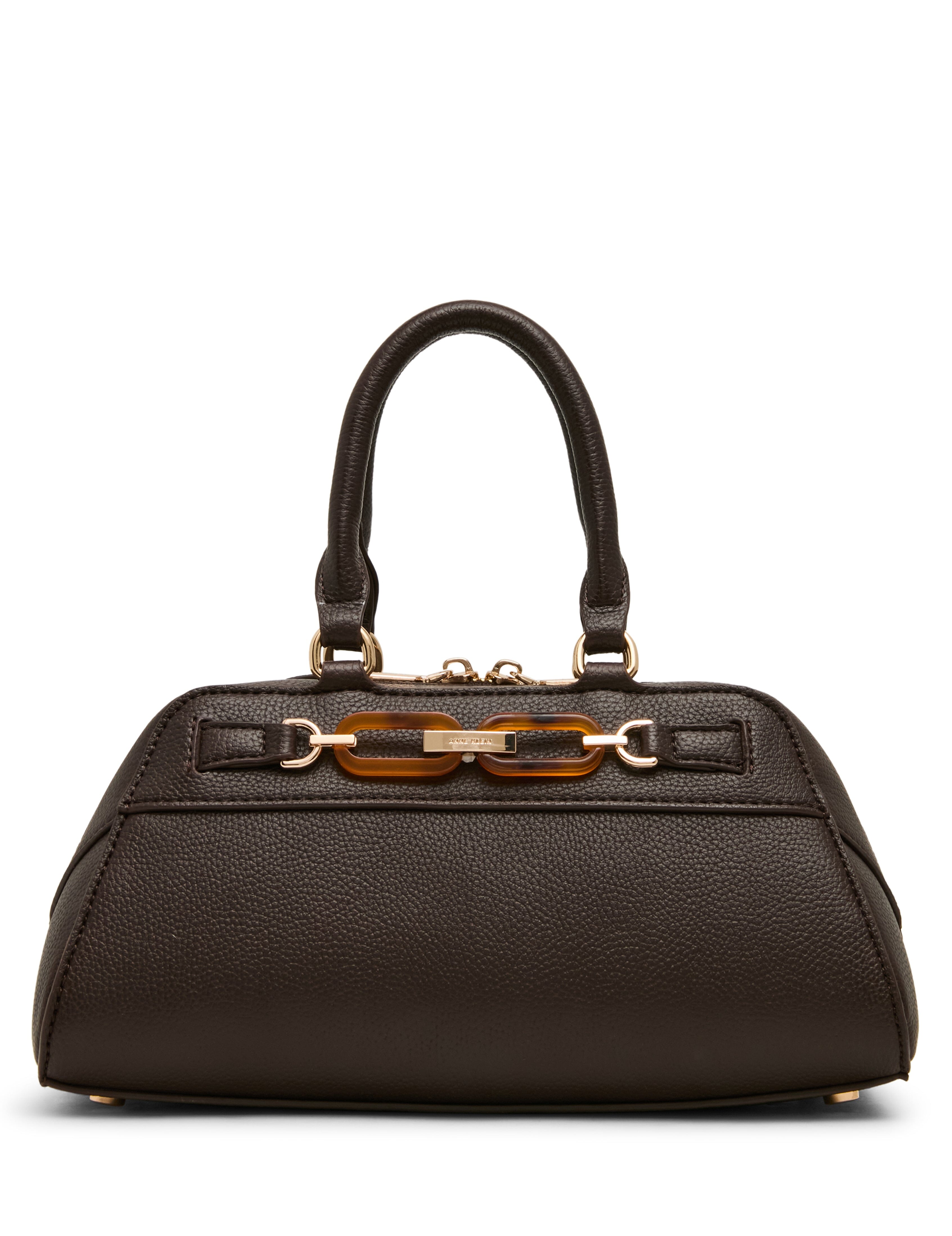 Tortoise Chain Link Satchel Bag in Espresso | Anne Klein
