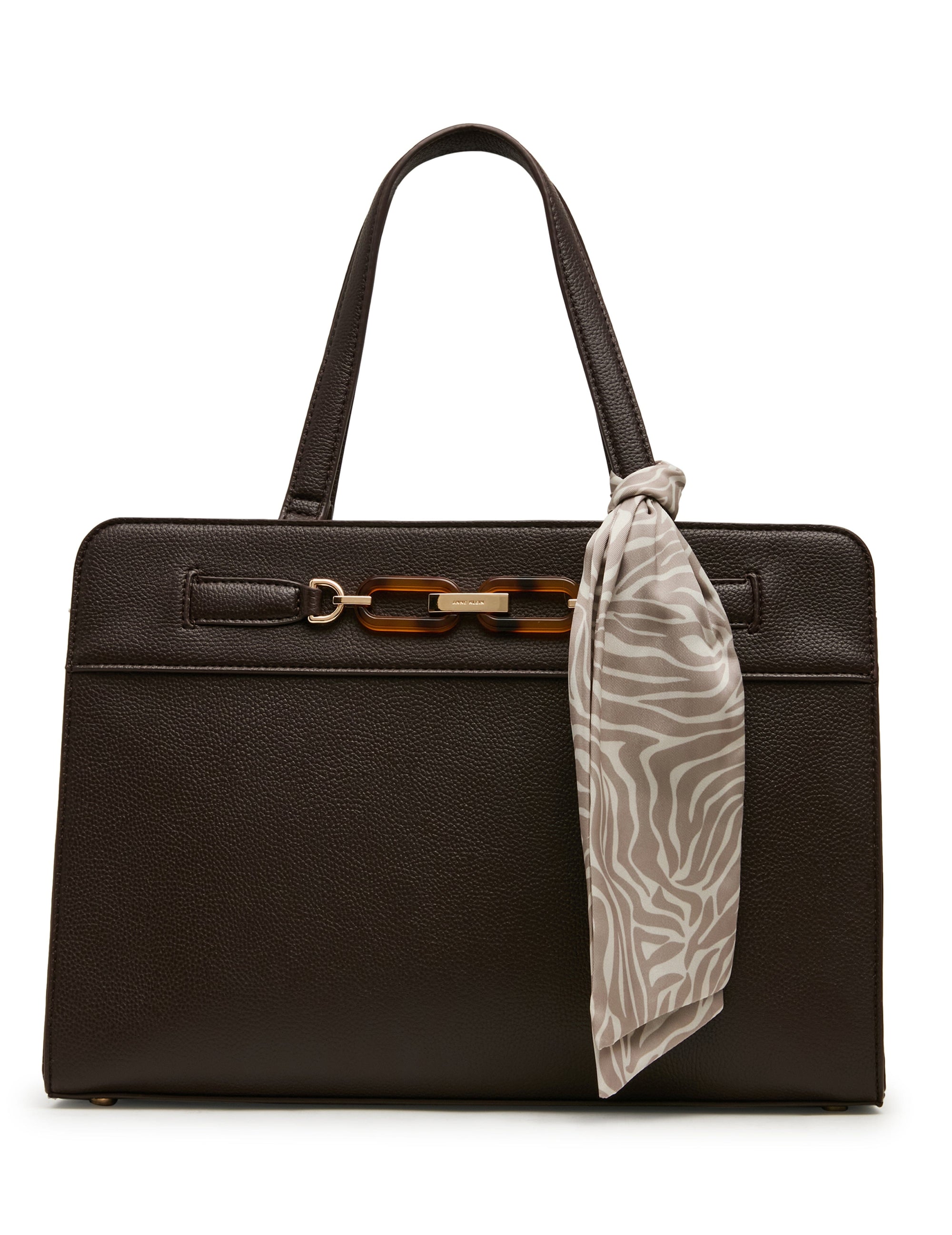 Anne Klein Espresso Triple Compartment Tote Bag with Scarf