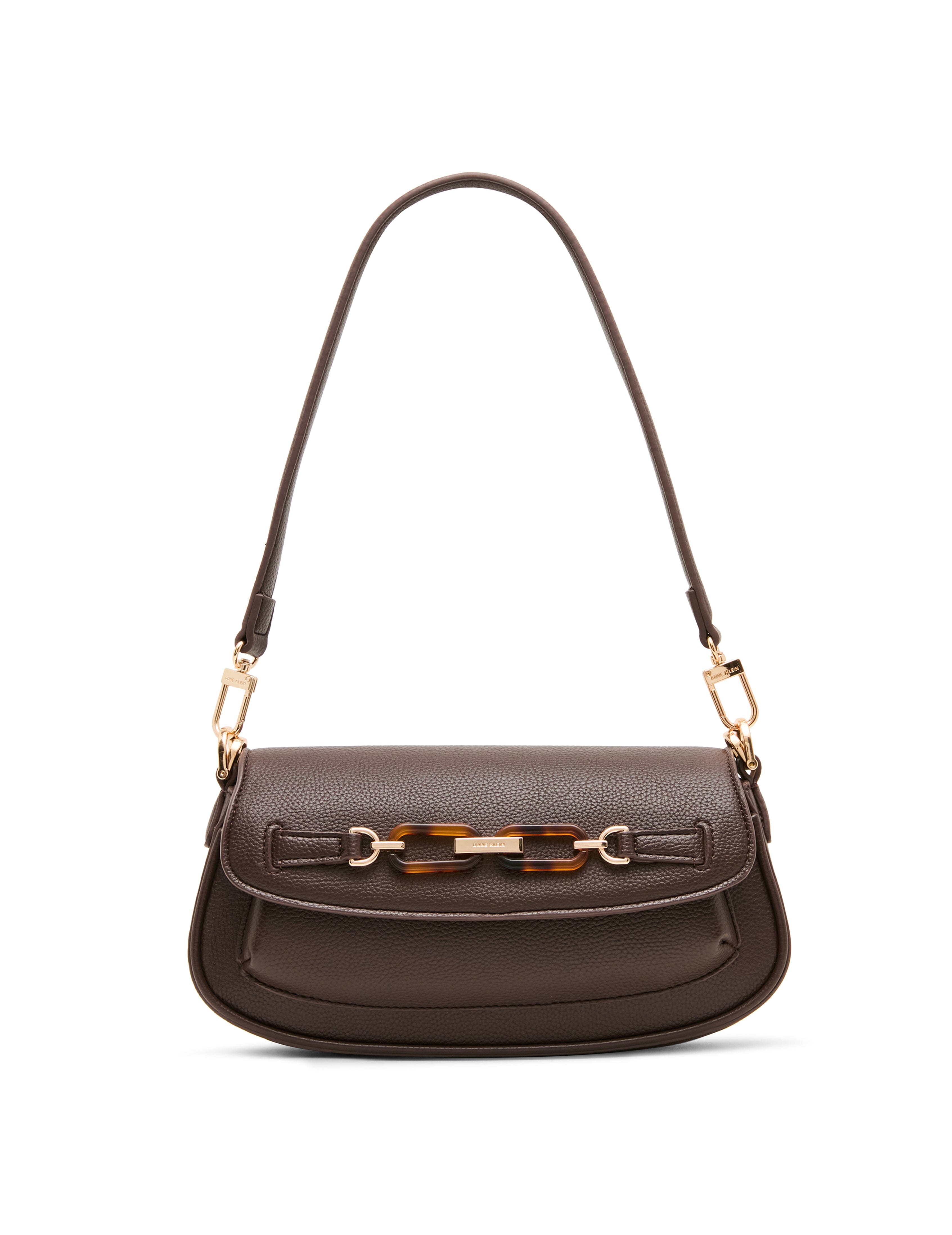 Tortoise Chain Link Shoulder Bag in Espresso | Anne Klein